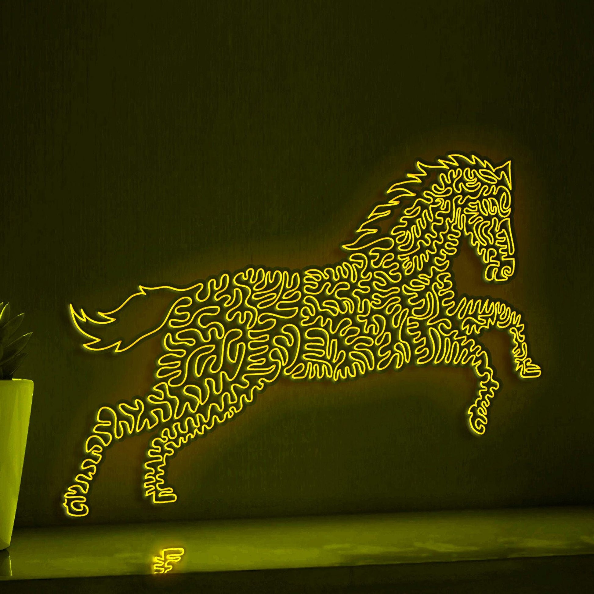 Horse One Line EL Wire Neon Sign - Galloping Equine Wall Art - myneonup