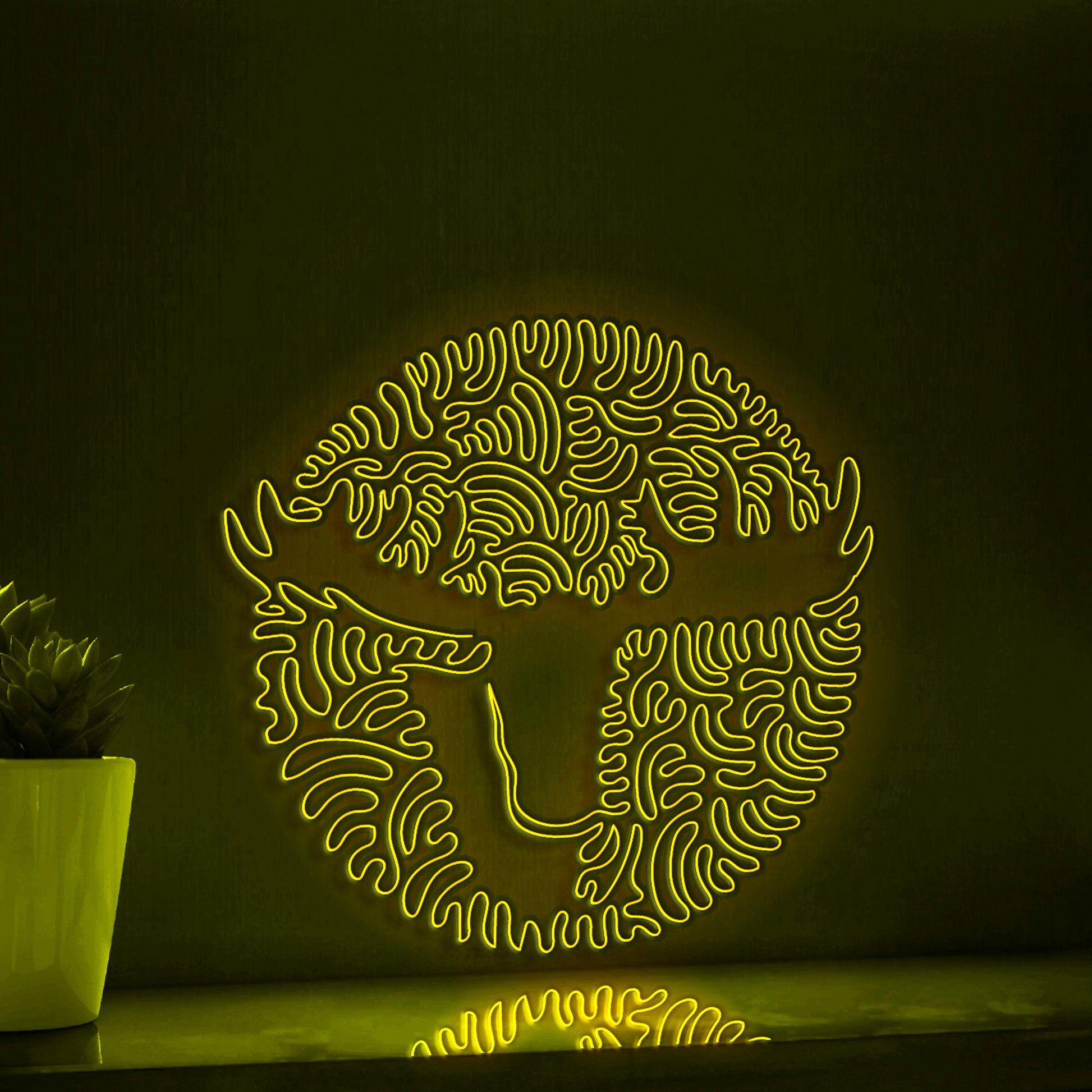 Moose Antlers One Line EL Neon - Forest Animal Wall Art Decor - myneonup
