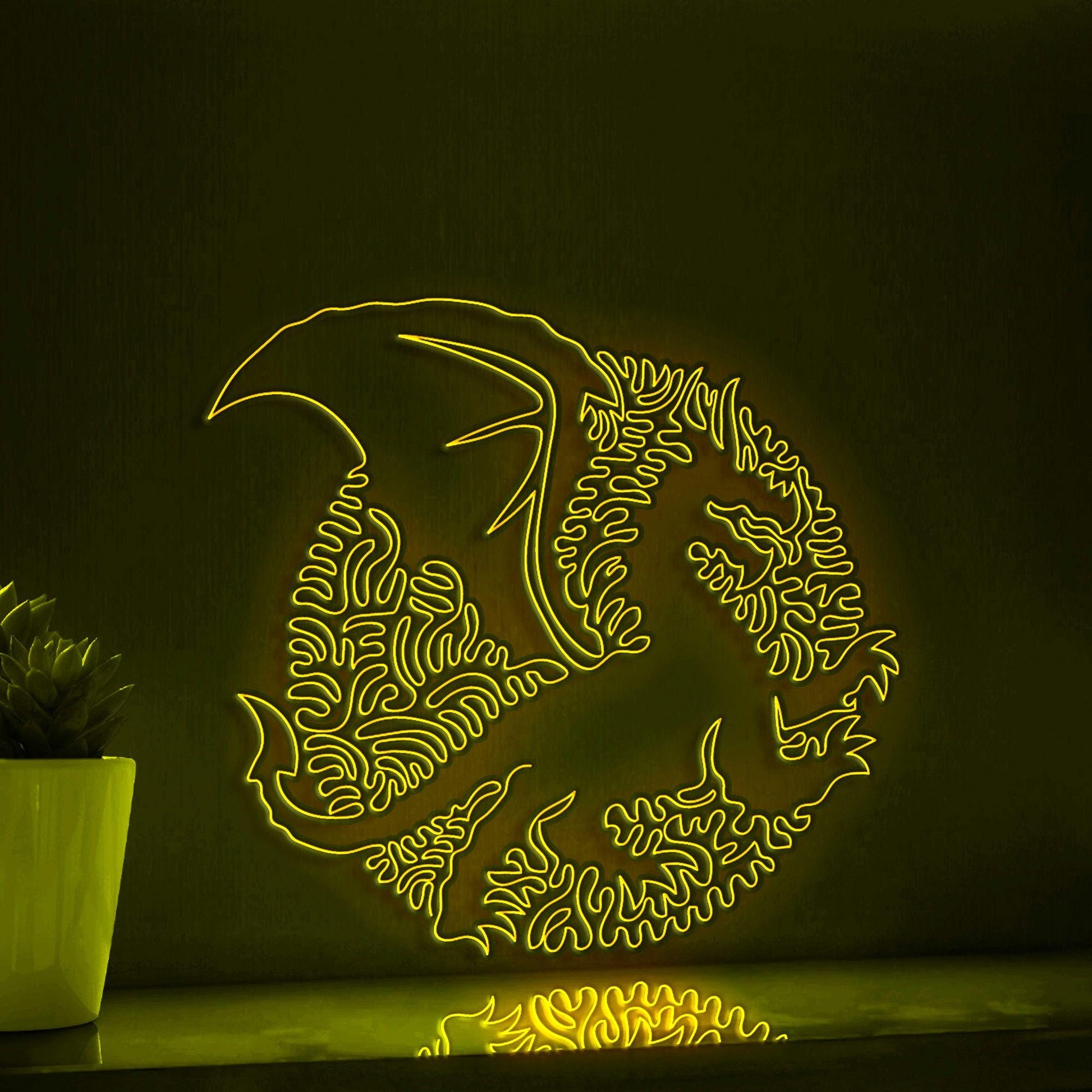 Dragon One Line Art EL Wire Neon Sign - Mythical Creature Decor - myneonup