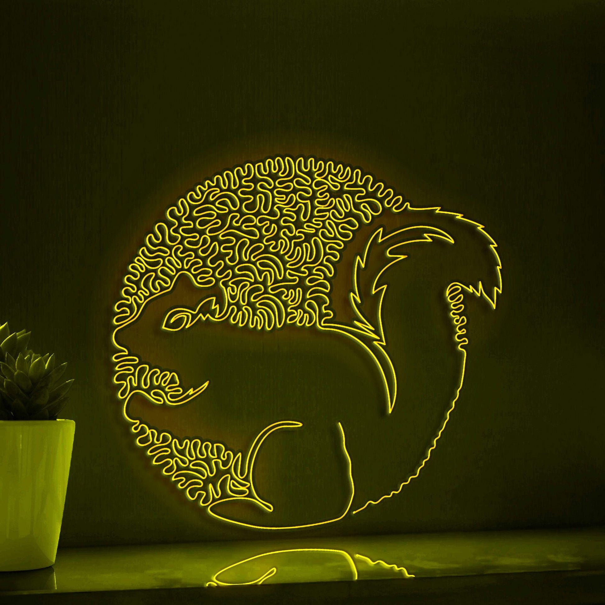 Squirrel One Line Neon - Fluffy Tail Forest Themed Decor - myneonup