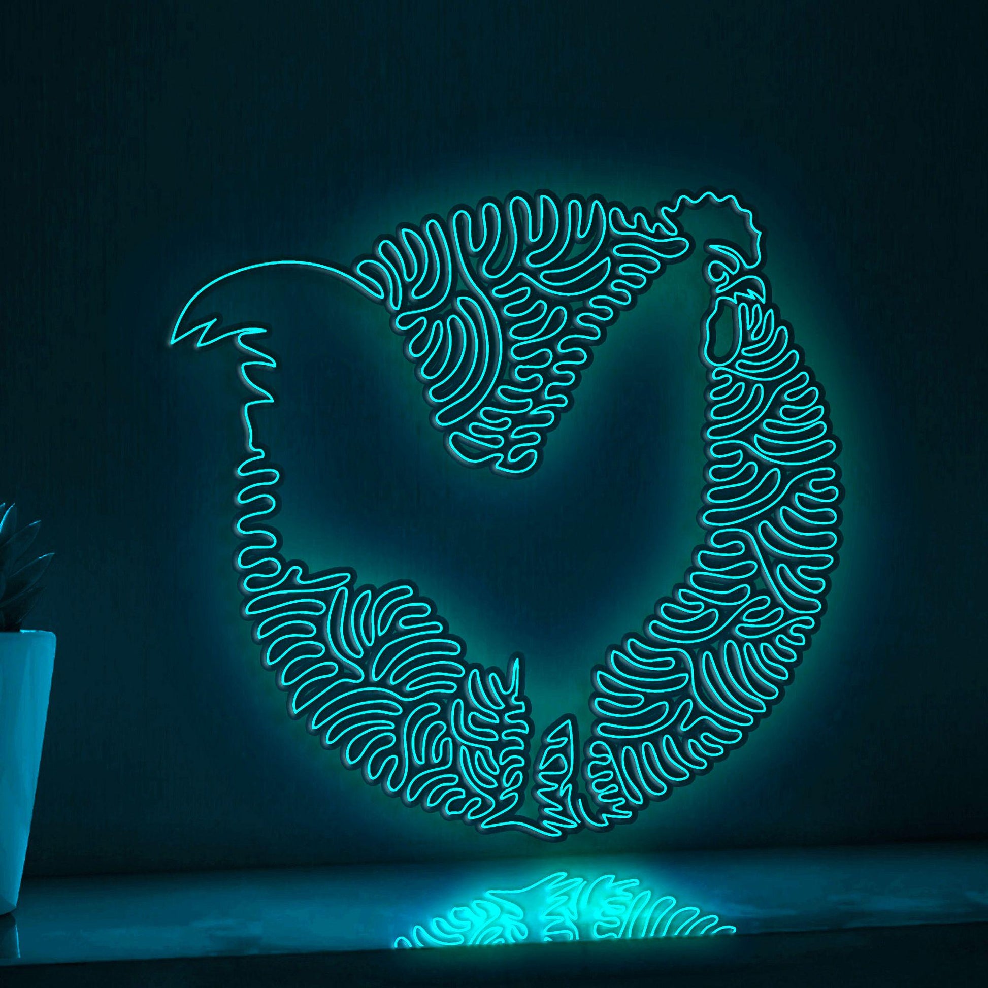 Rooster One Line Art EL Wire Neon Sign 1 - Farm Bird Boho Wall Decor - myneonup