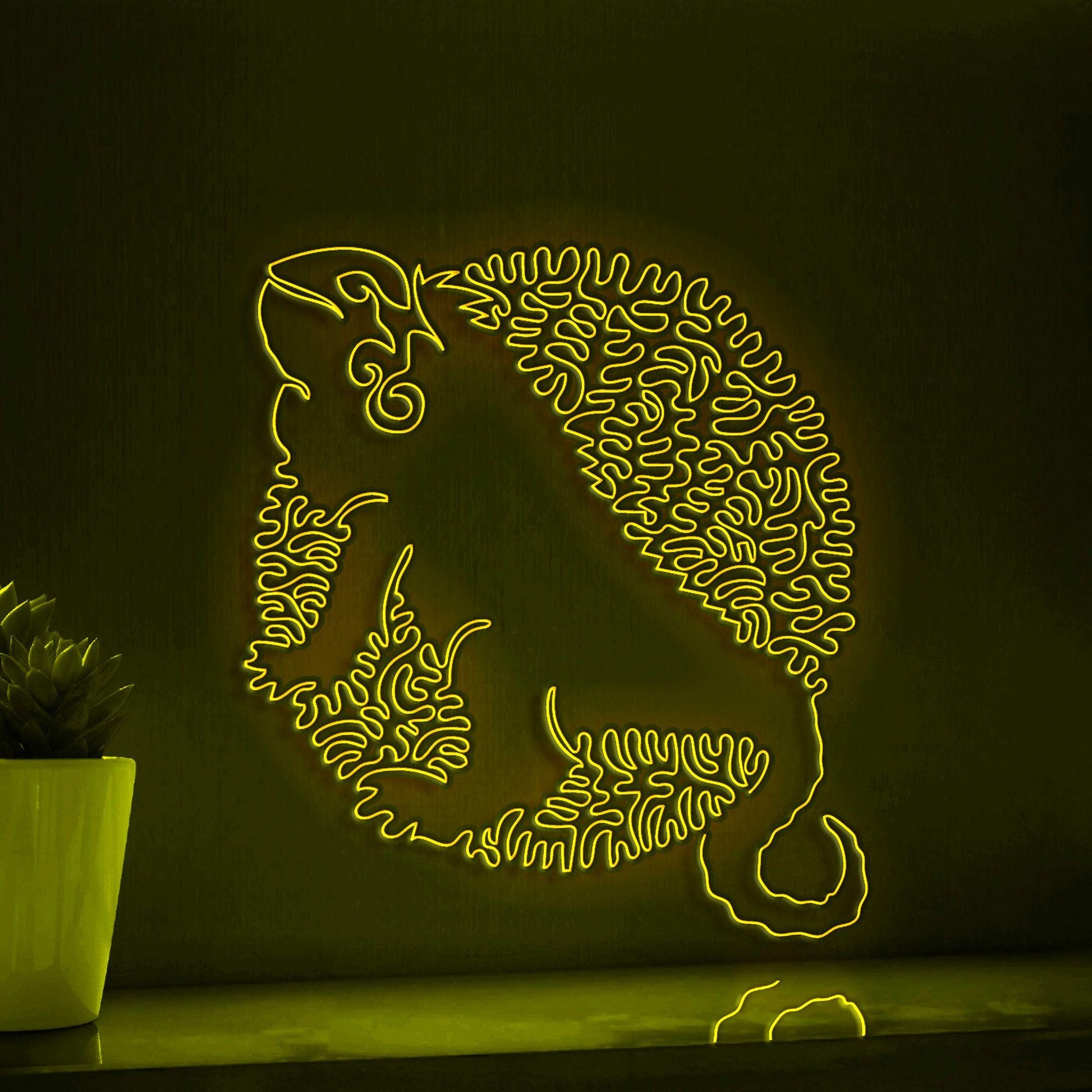 Iguana One Line EL Wire Neon Sign - Tropical Lizard Wall Decor - myneonup