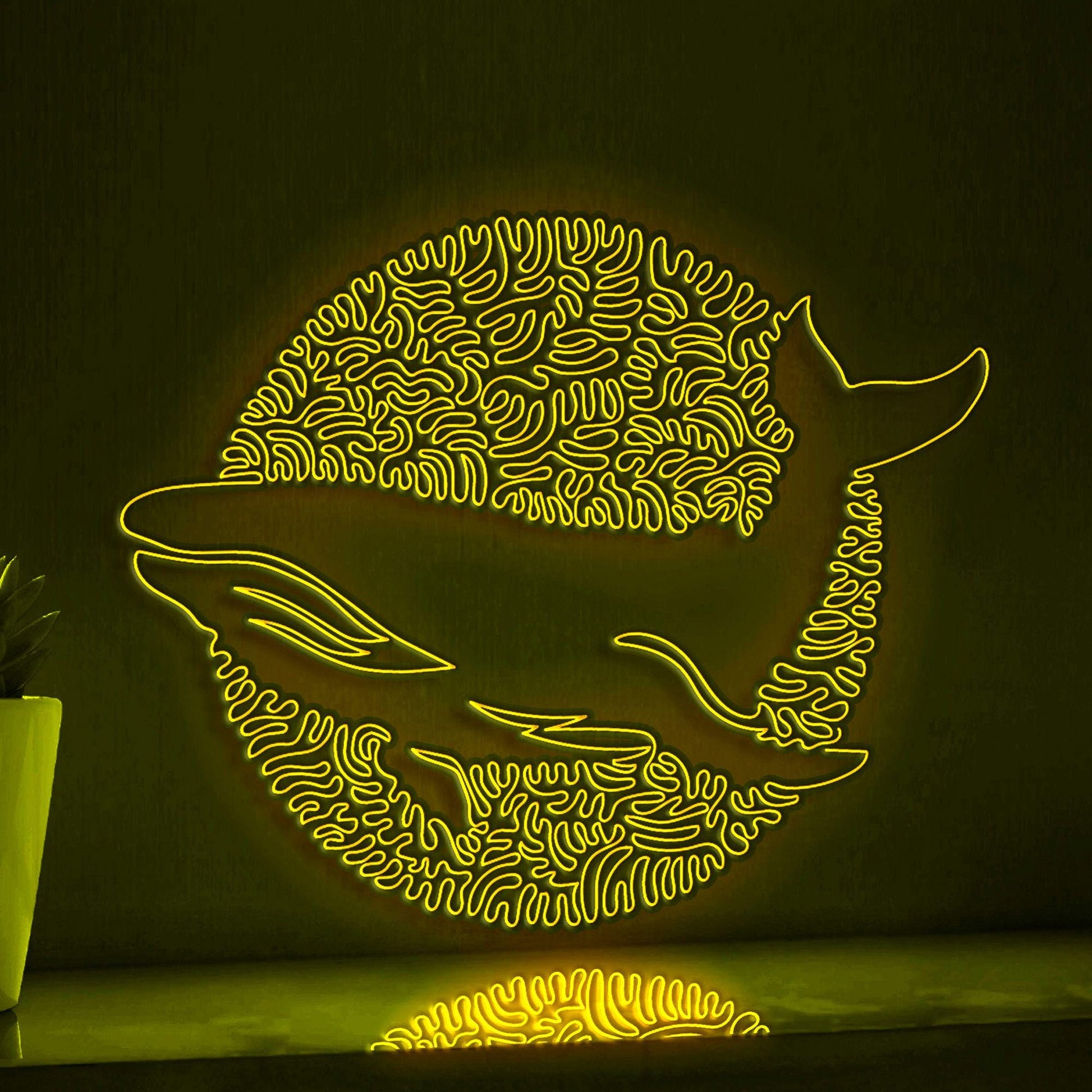 Adorable Whale One Line EL Wire Neon Sign - Sea Animal Wall Art - myneonup
