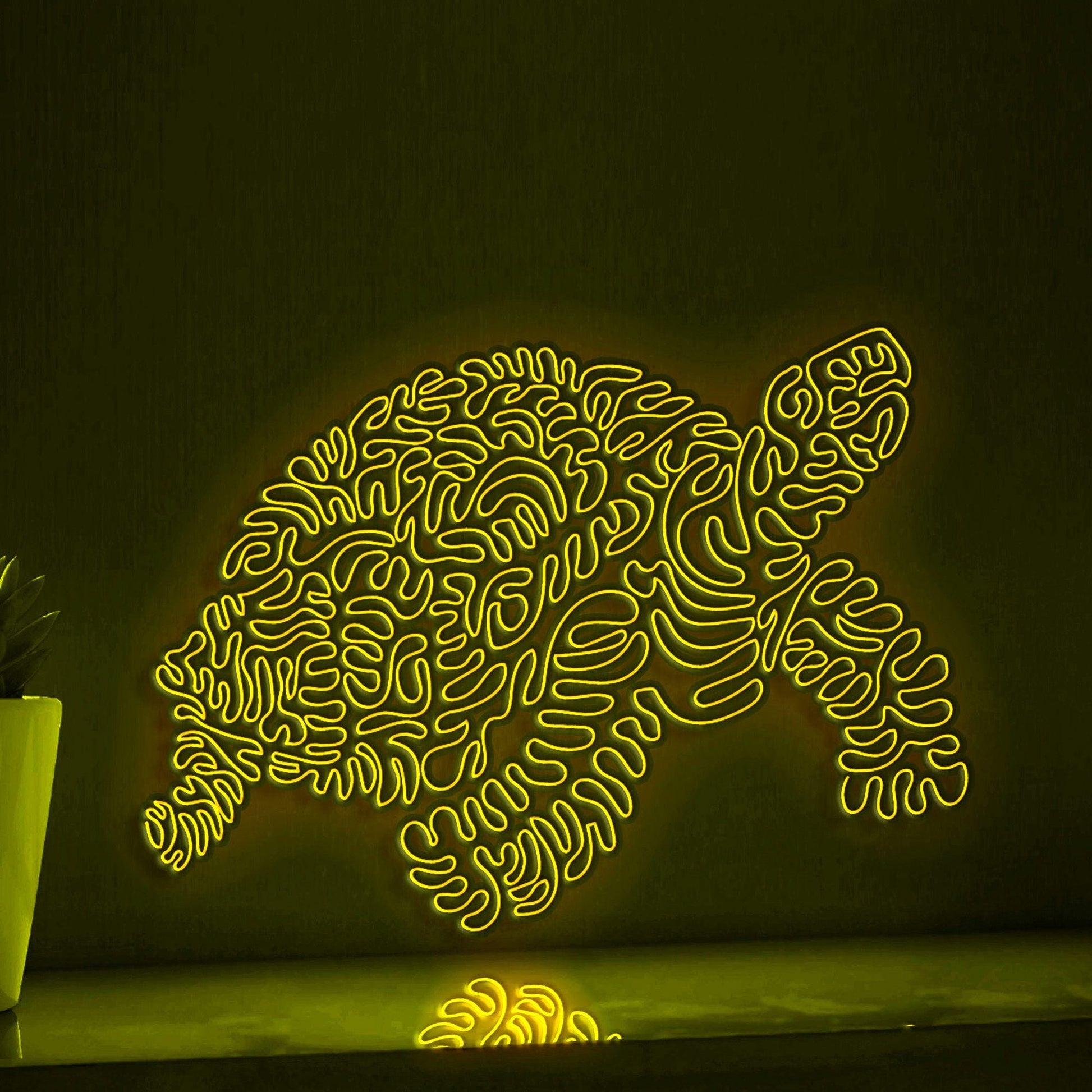 Tortoise One Line Neon Sign - Rounded Shell Wall Art Decor - myneonup