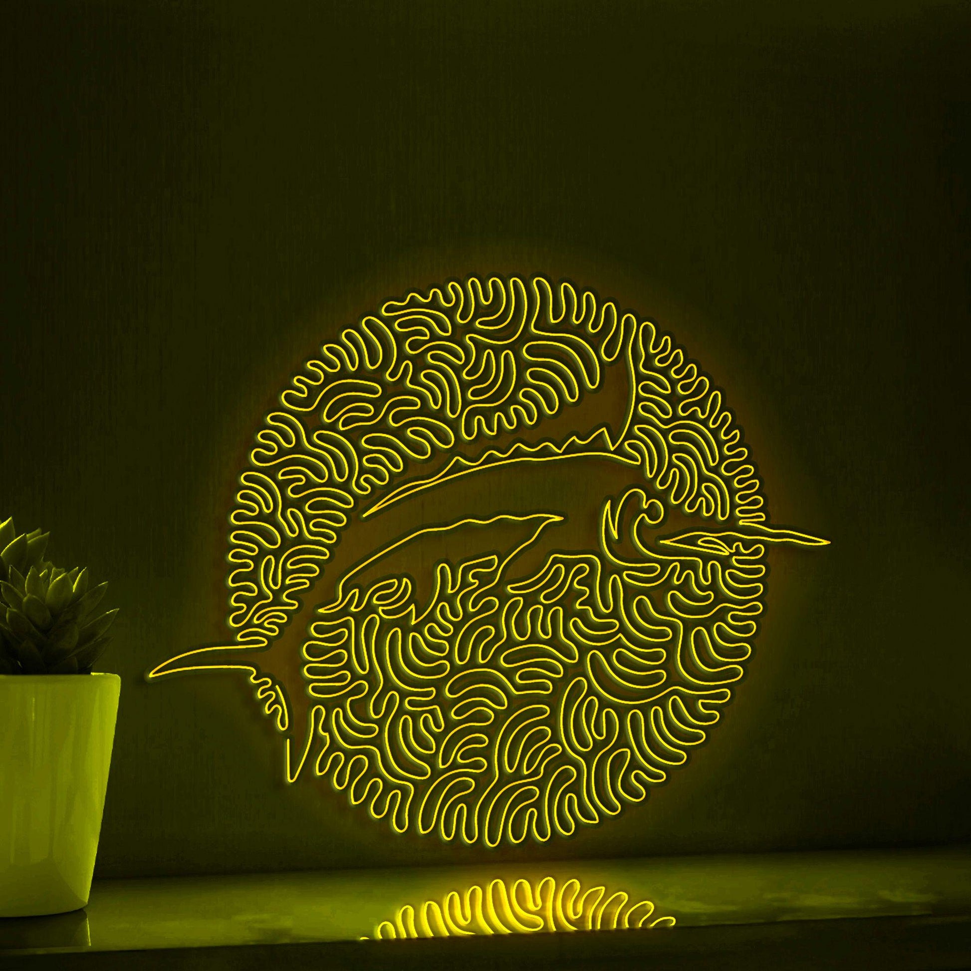 Marlin One Line EL Wire Neon Sign - Ocean Swirl Fish Wall Art - myneonup