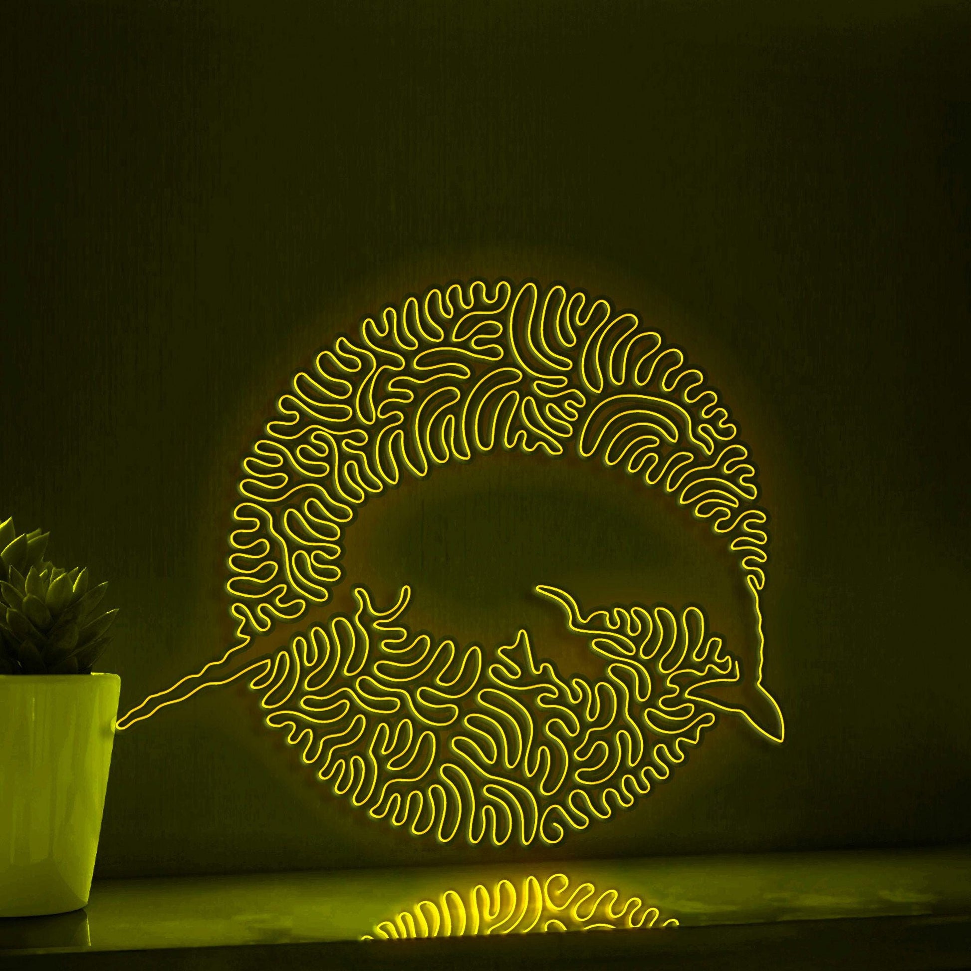 Narwhal One Line EL Neon - Horned Arctic Whale Art - myneonup