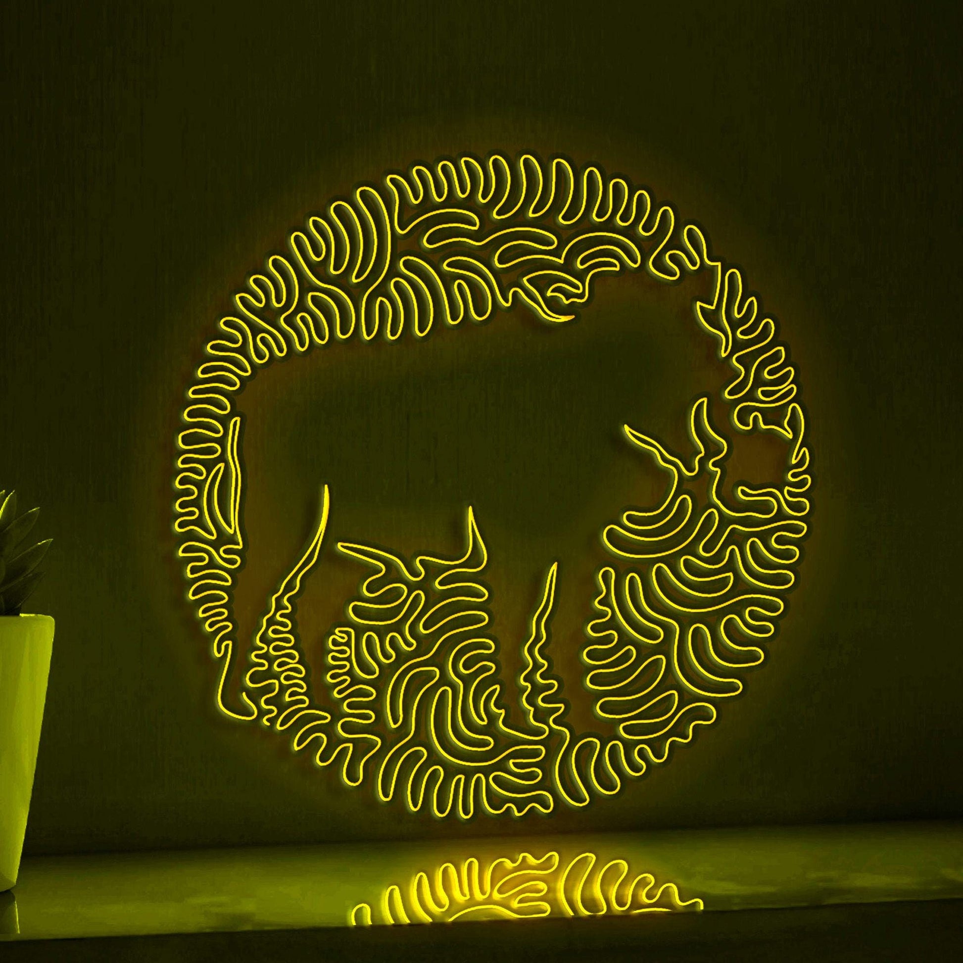 Warthog One Line EL Wire Neon Sign - African Tusker Wall Art - myneonup