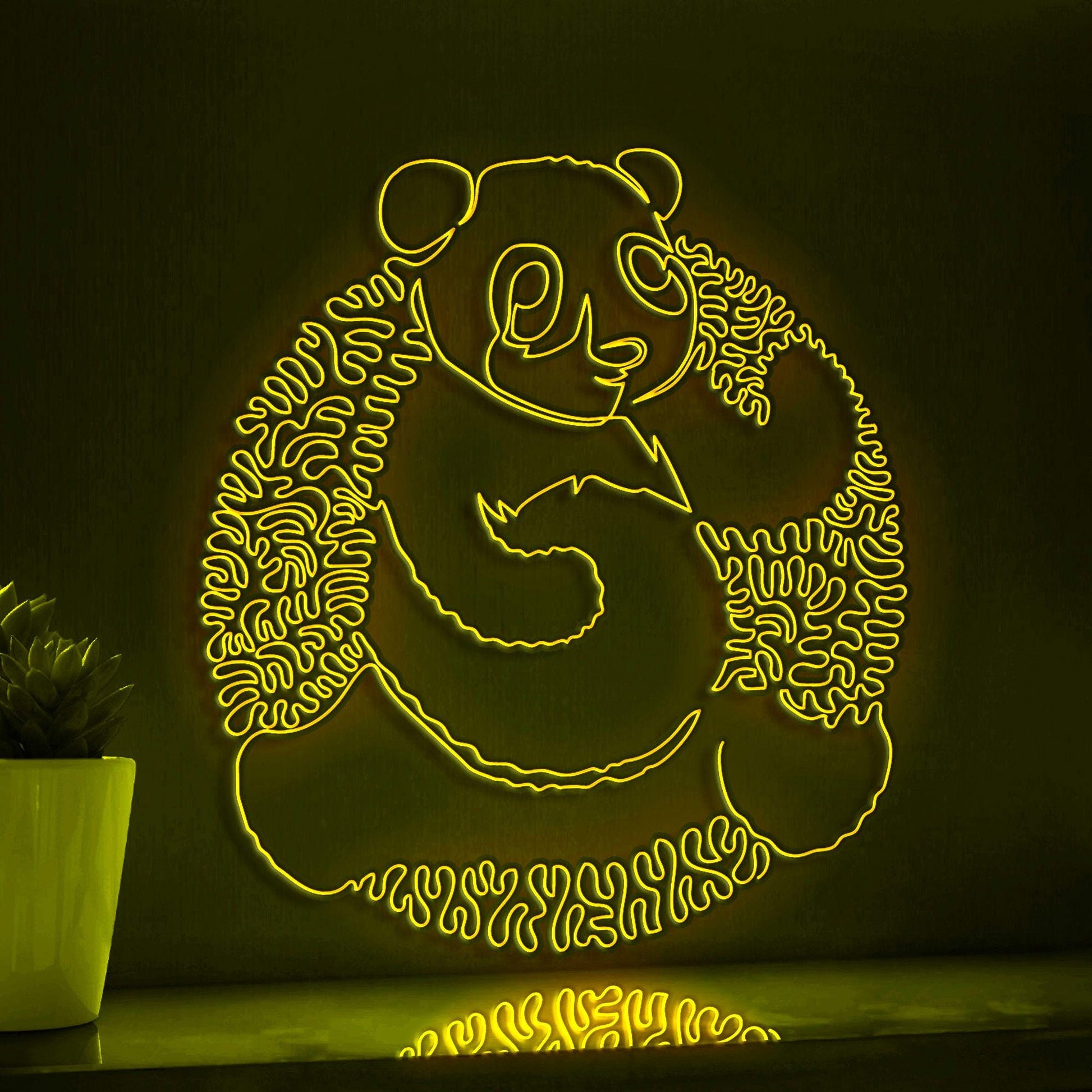 Panda One Line EL Wire Neon Sign - Bamboo Lover Wall Art - myneonup