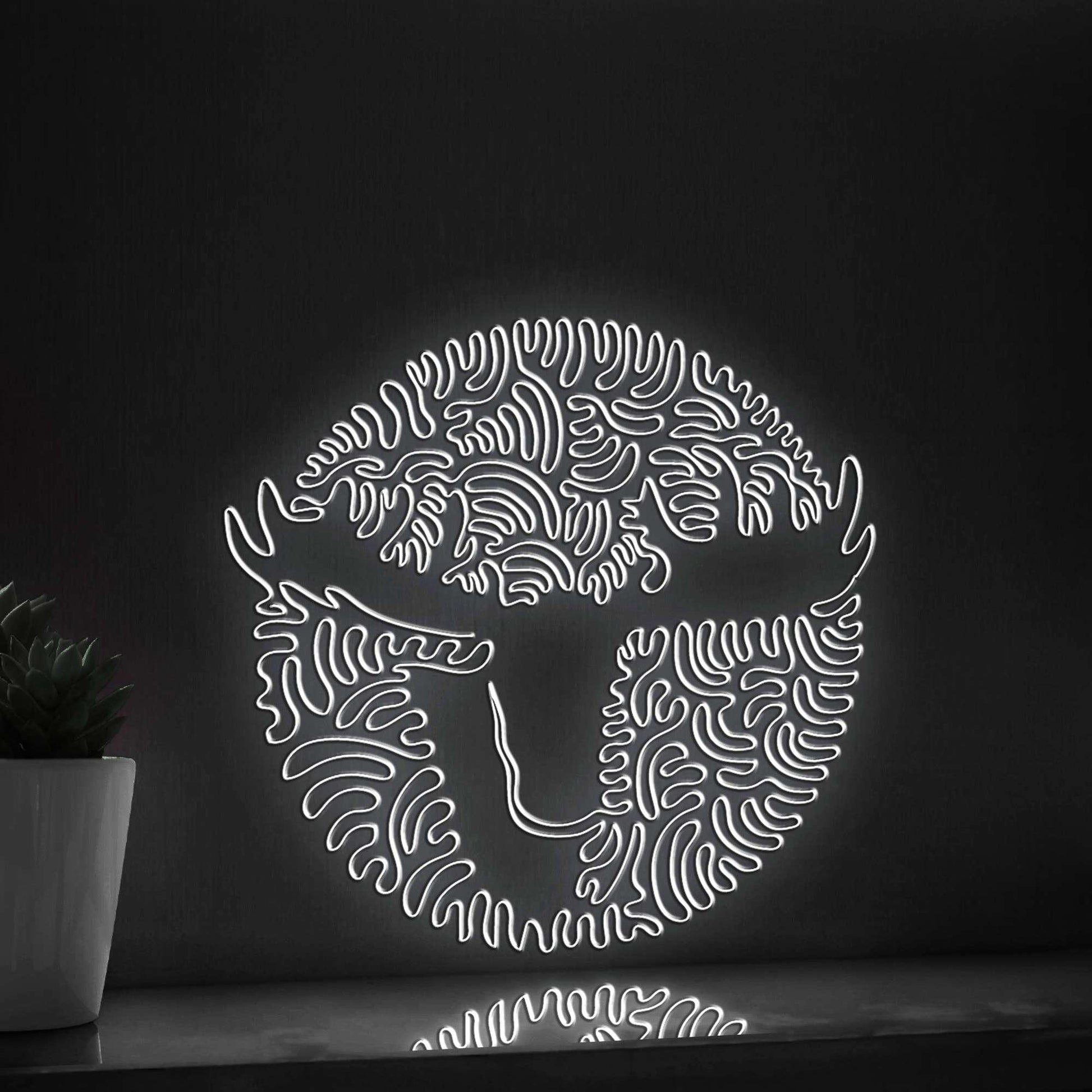 Moose Antlers One Line EL Neon - Forest Animal Wall Art Decor - myneonup