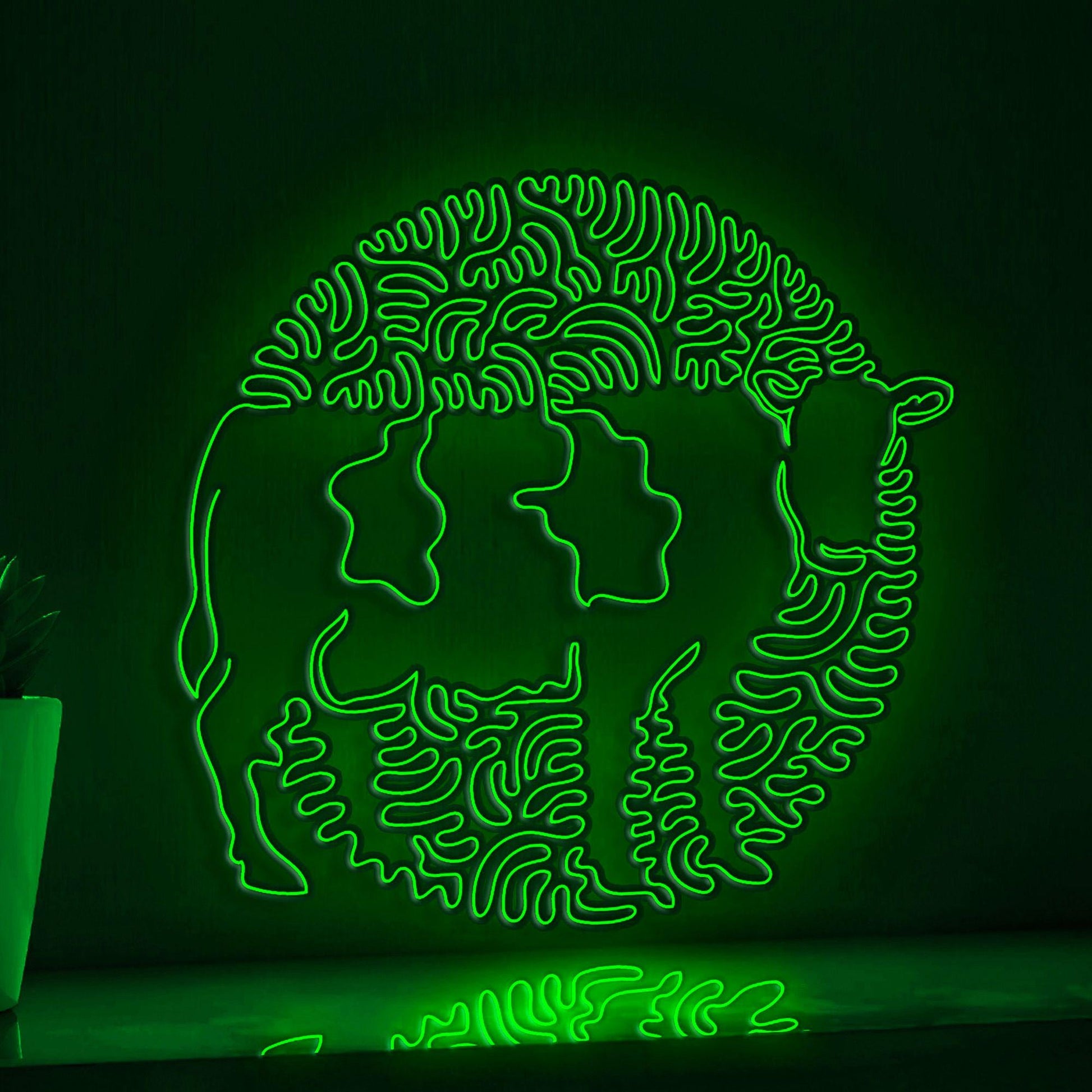 Cow One Line EL Wire Neon Sign - Farm Animal Minimalist Art - myneonup