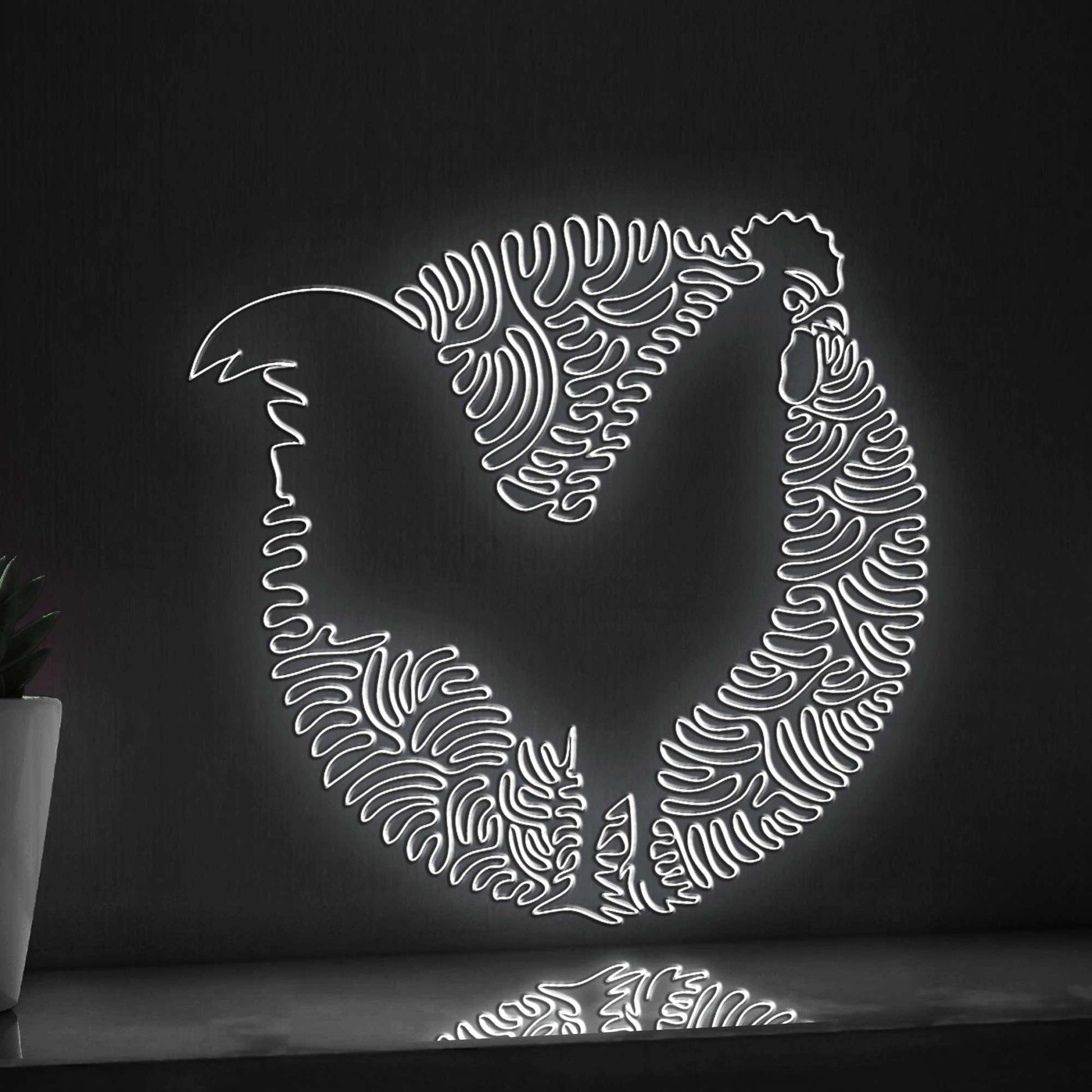 Rooster One Line Art EL Wire Neon Sign 1 - Farm Bird Boho Wall Decor - myneonup