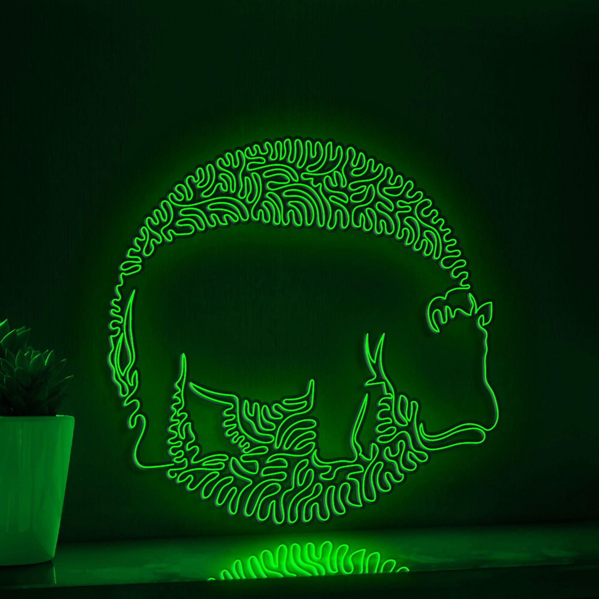 Hippo One Line EL Neon - Grazer Animal Wall Decor - myneonup