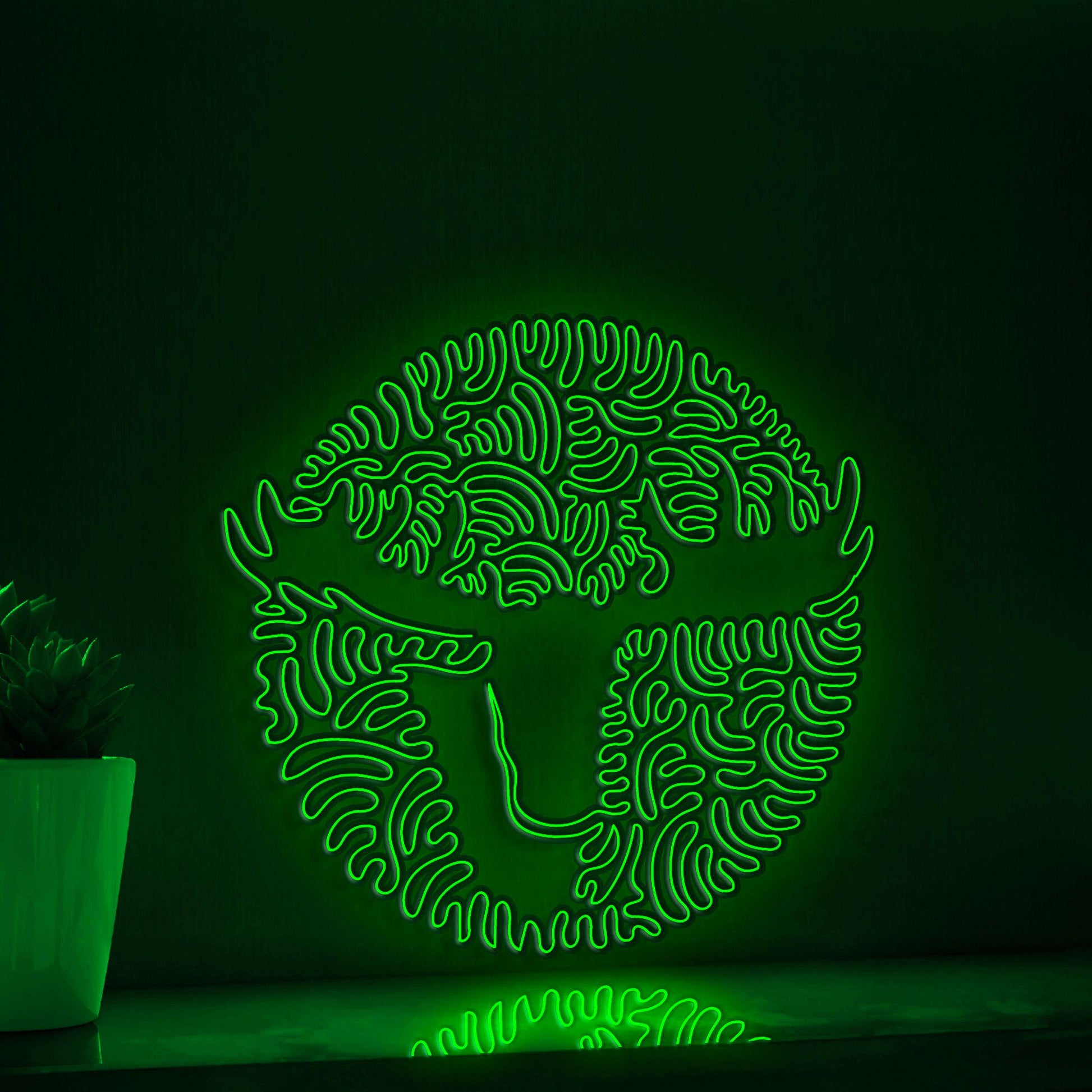 Moose Antlers One Line EL Neon - Forest Animal Wall Art Decor - myneonup