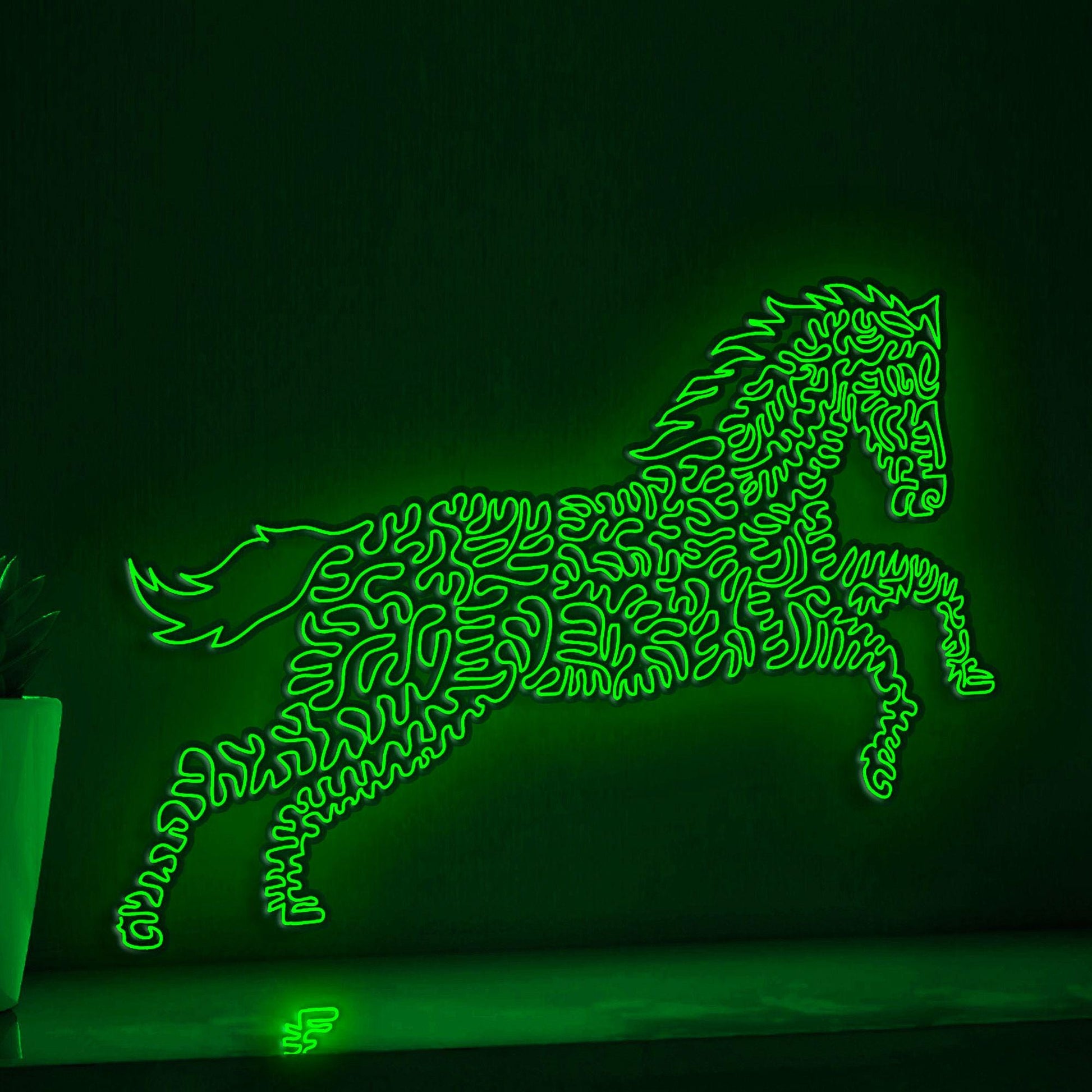 Horse One Line EL Wire Neon Sign - Galloping Equine Wall Art - myneonup