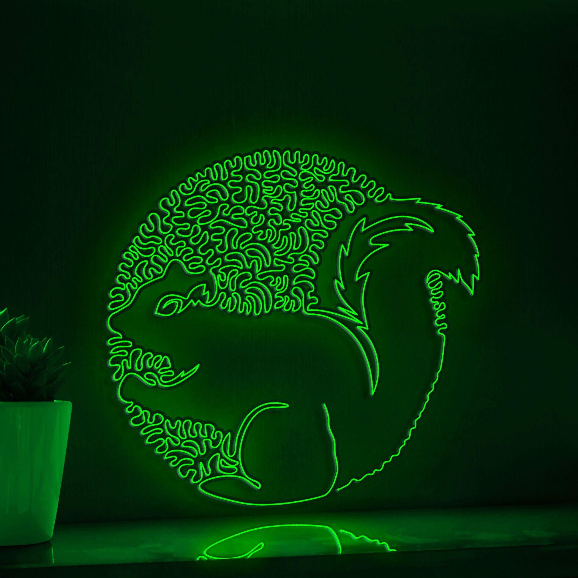 Squirrel One Line Neon - Fluffy Tail Forest Themed Decor - myneonup