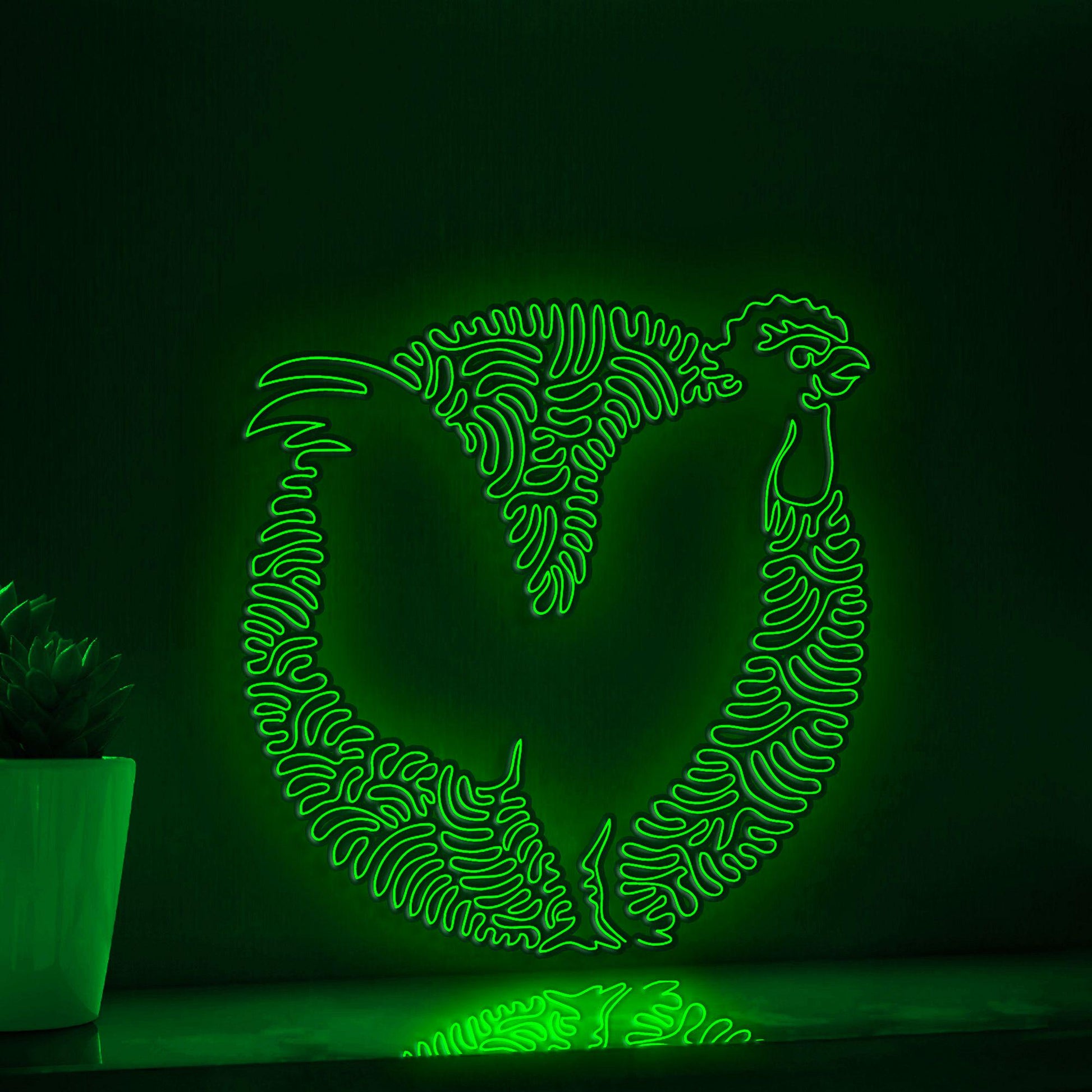 Rooster One Line Art EL Wire Neon Sign 2 - Farm Bird Boho Wall Decor - myneonup