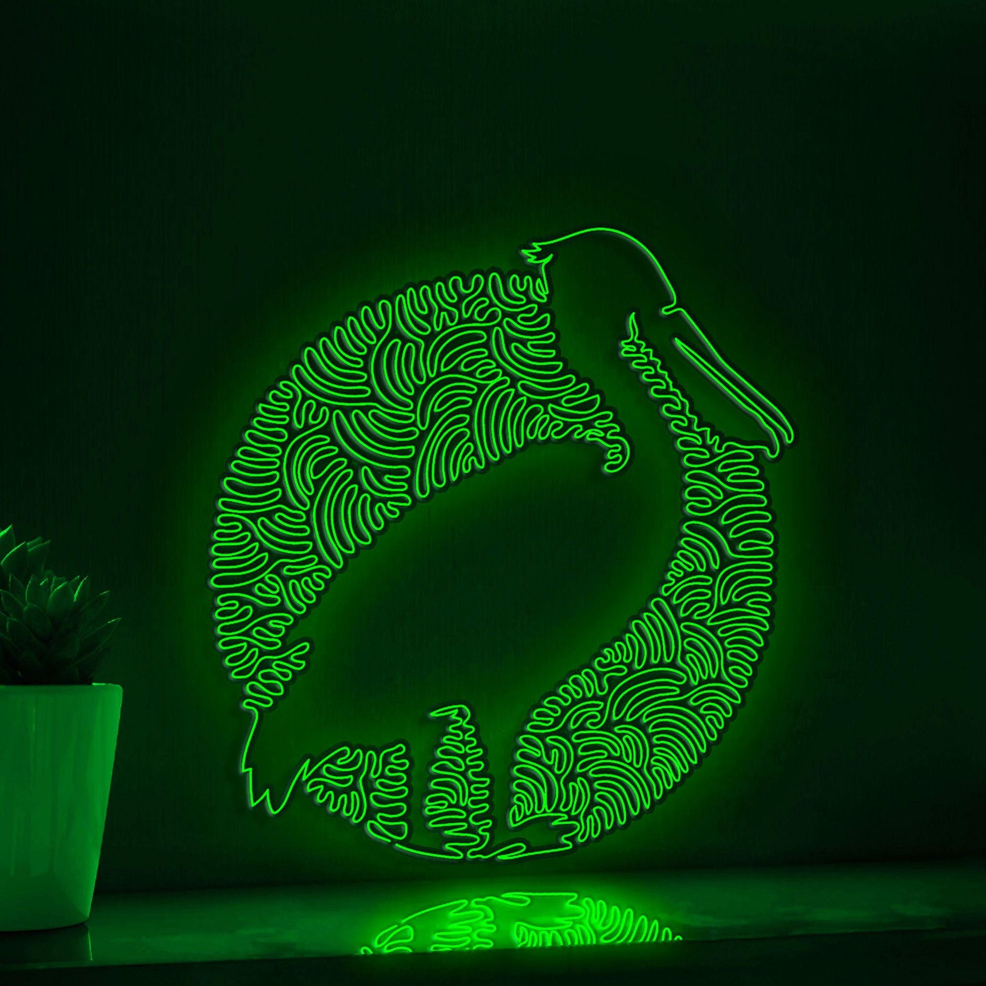 Pelican One Line Neon Sign - Circle Abstract Bird Wall Art Decor - myneonup
