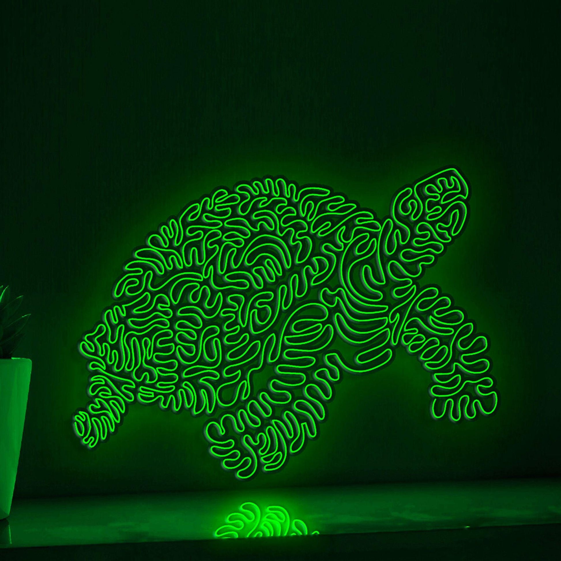 Tortoise One Line Neon Sign - Rounded Shell Wall Art Decor - myneonup