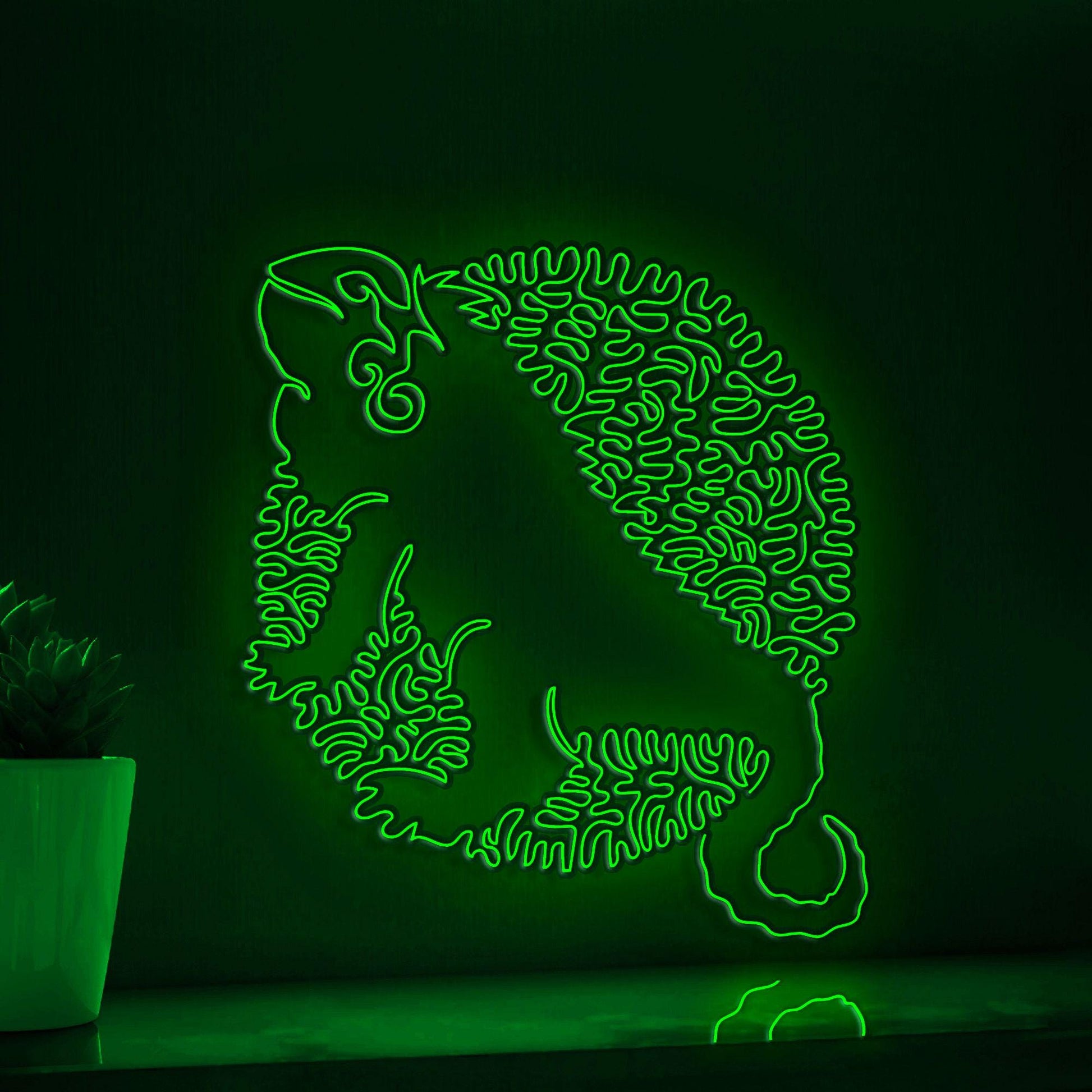 Iguana One Line EL Wire Neon Sign - Tropical Lizard Wall Decor - myneonup