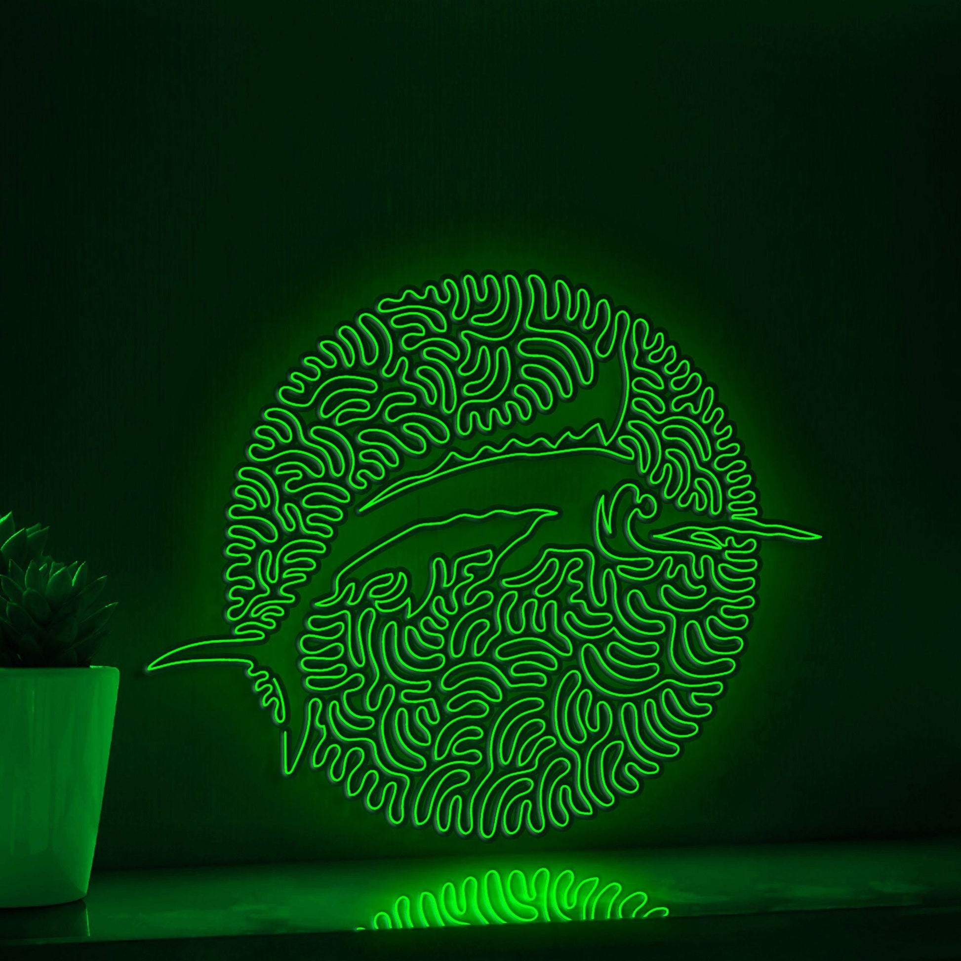 Marlin One Line EL Wire Neon Sign - Ocean Swirl Fish Wall Art - myneonup
