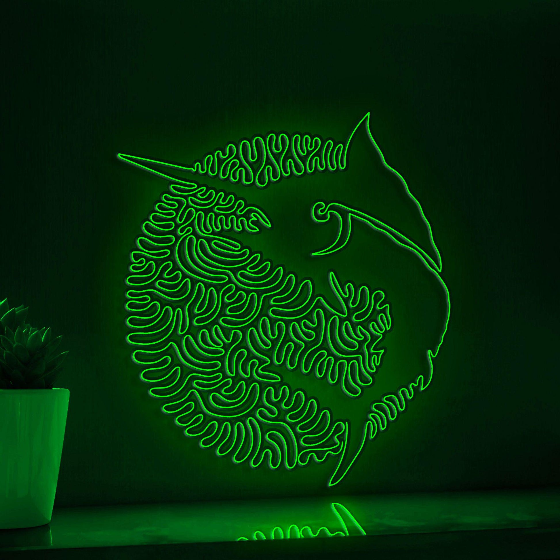 Marlin One Line EL Wire Neon Sign - Long Dorsal Fin Wall Art - myneonup
