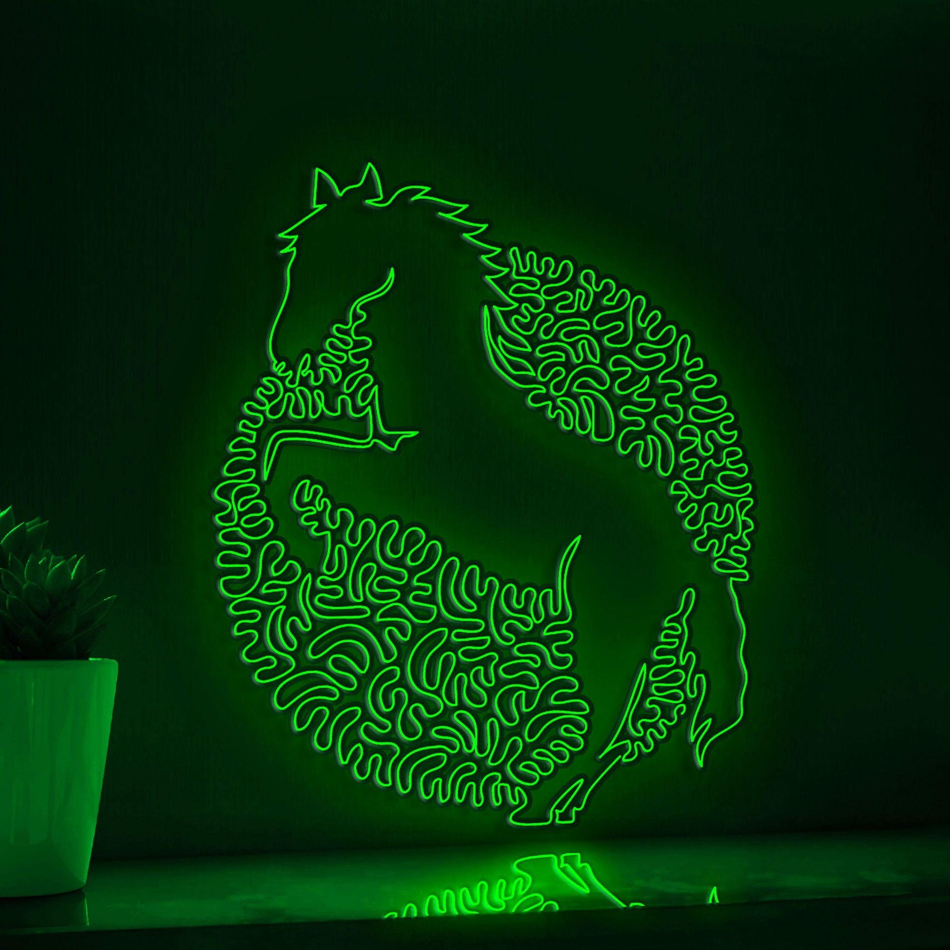 Horse One Line Art EL Wire Neon Sign - Prancing Equine Wall Decor - myneonup