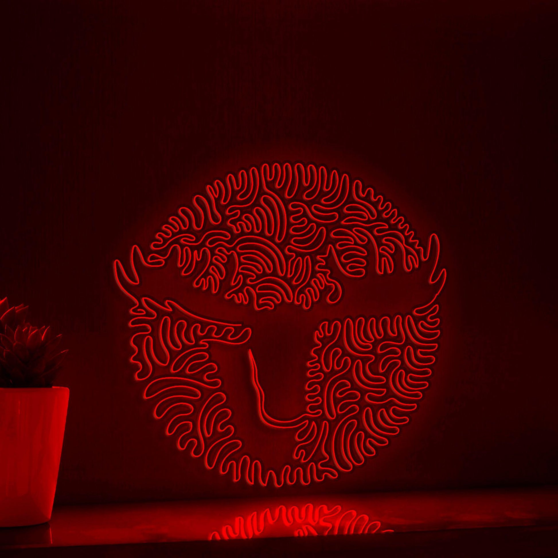 Moose Antlers One Line EL Neon - Forest Animal Wall Art Decor - myneonup