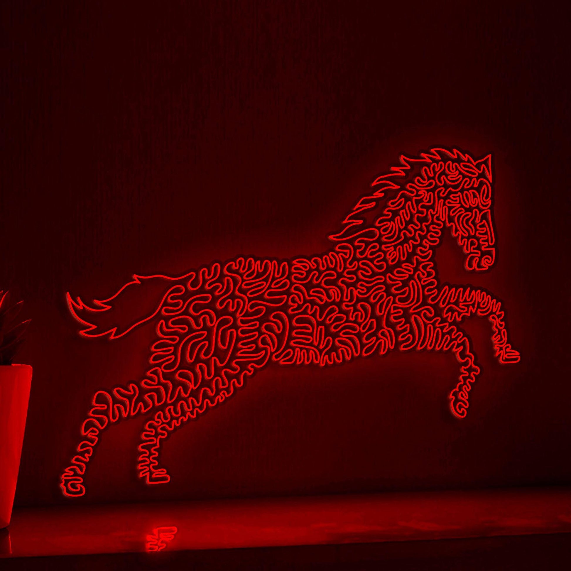 Horse One Line EL Wire Neon Sign - Galloping Equine Wall Art - myneonup