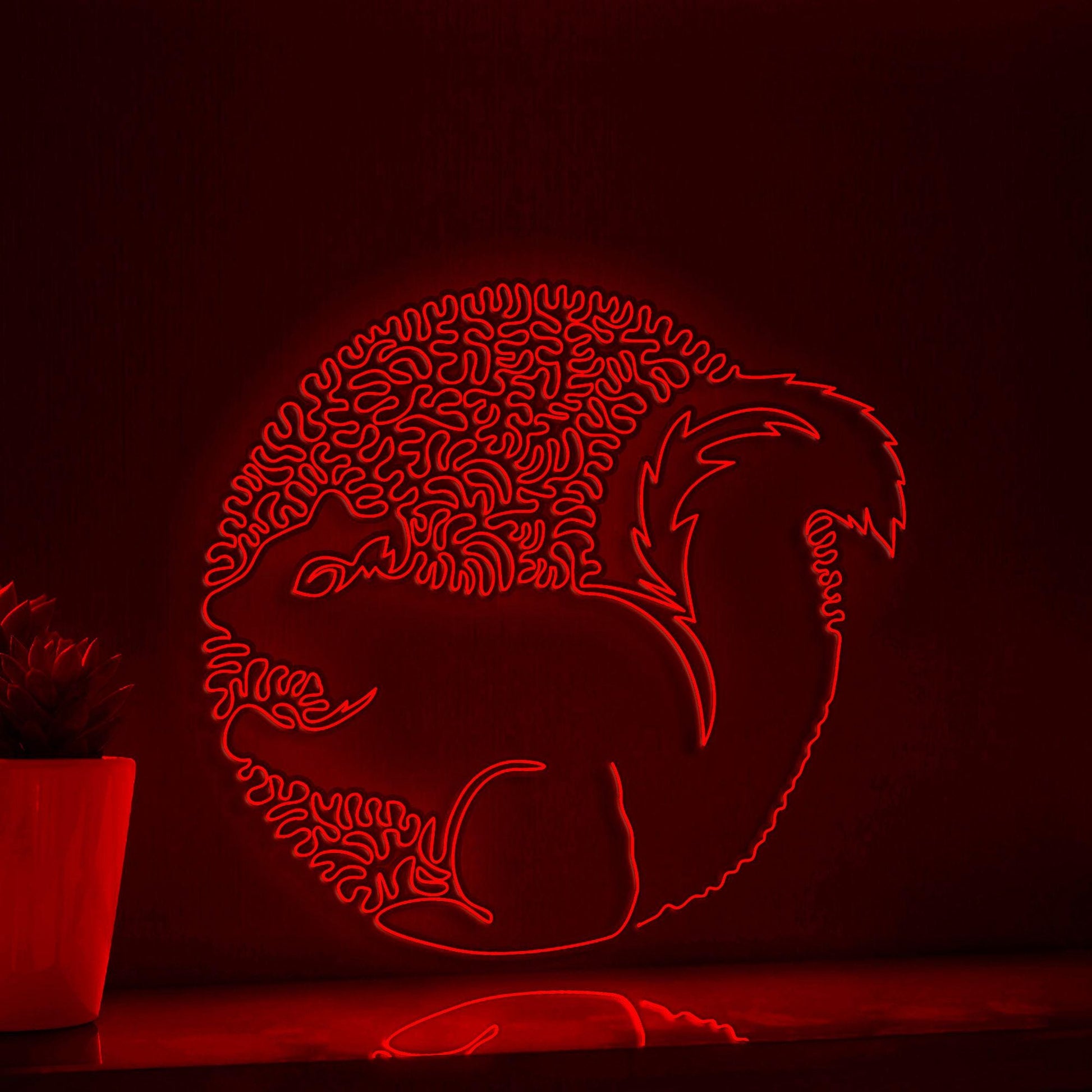 Squirrel One Line Neon - Fluffy Tail Forest Themed Decor - myneonup