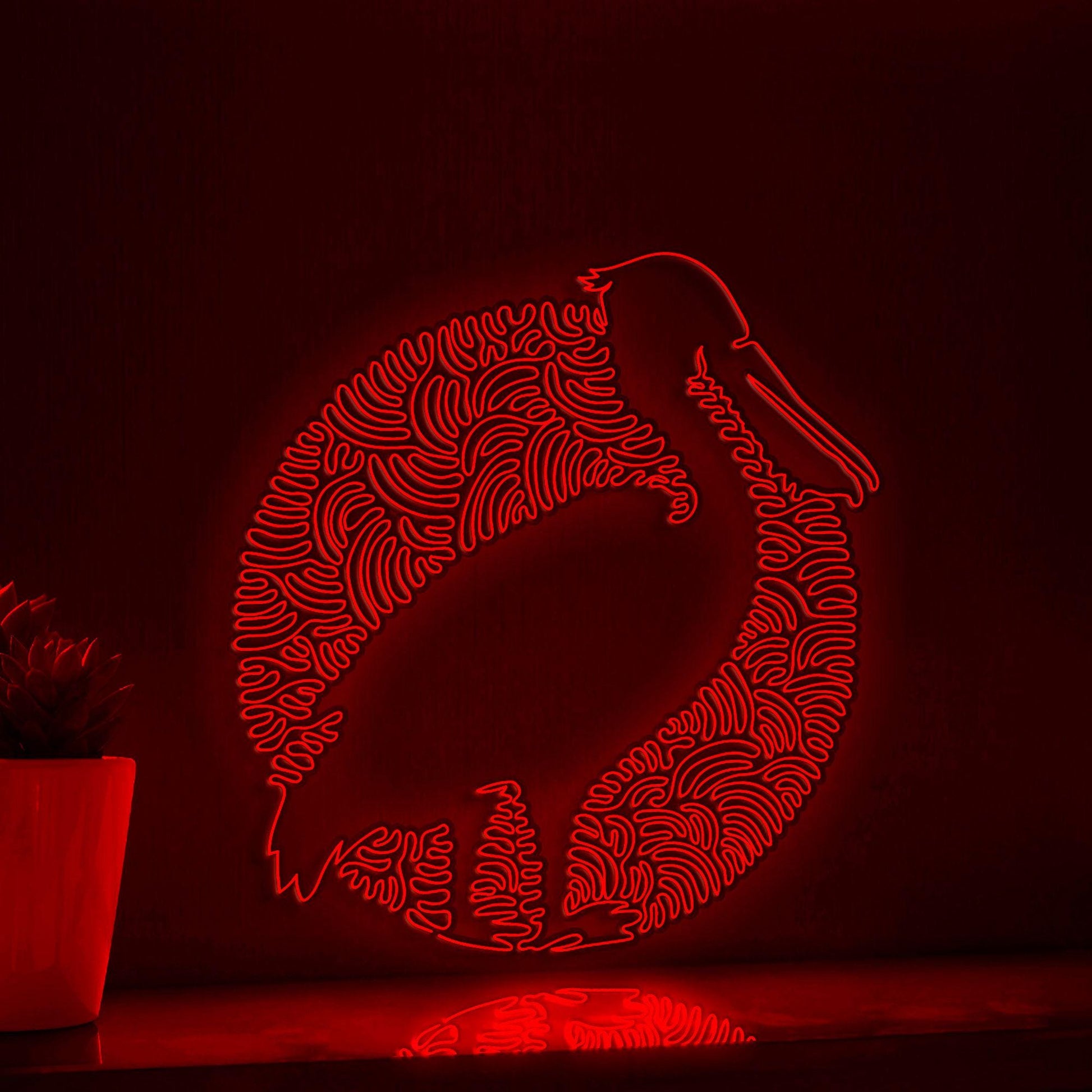 Pelican One Line Neon Sign - Circle Abstract Bird Wall Art Decor - myneonup