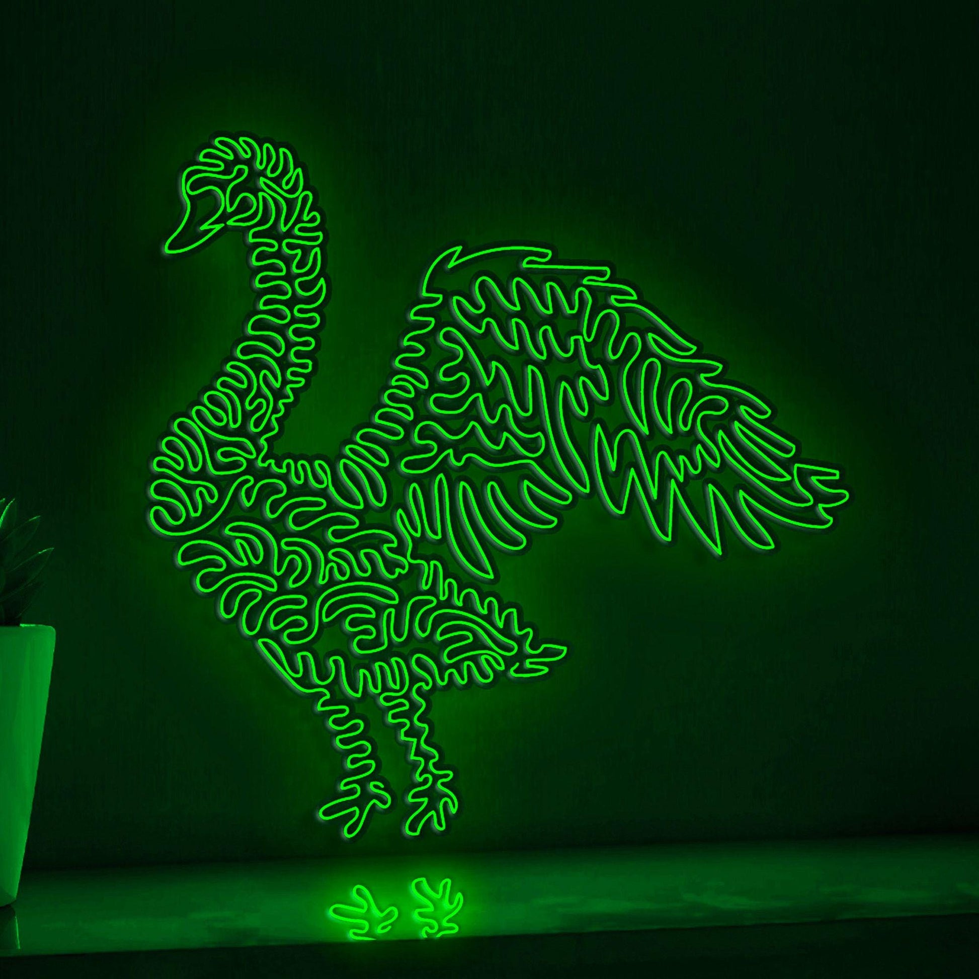 Swan One Line EL Neon - Wingspan Boho Wall Art - myneonup