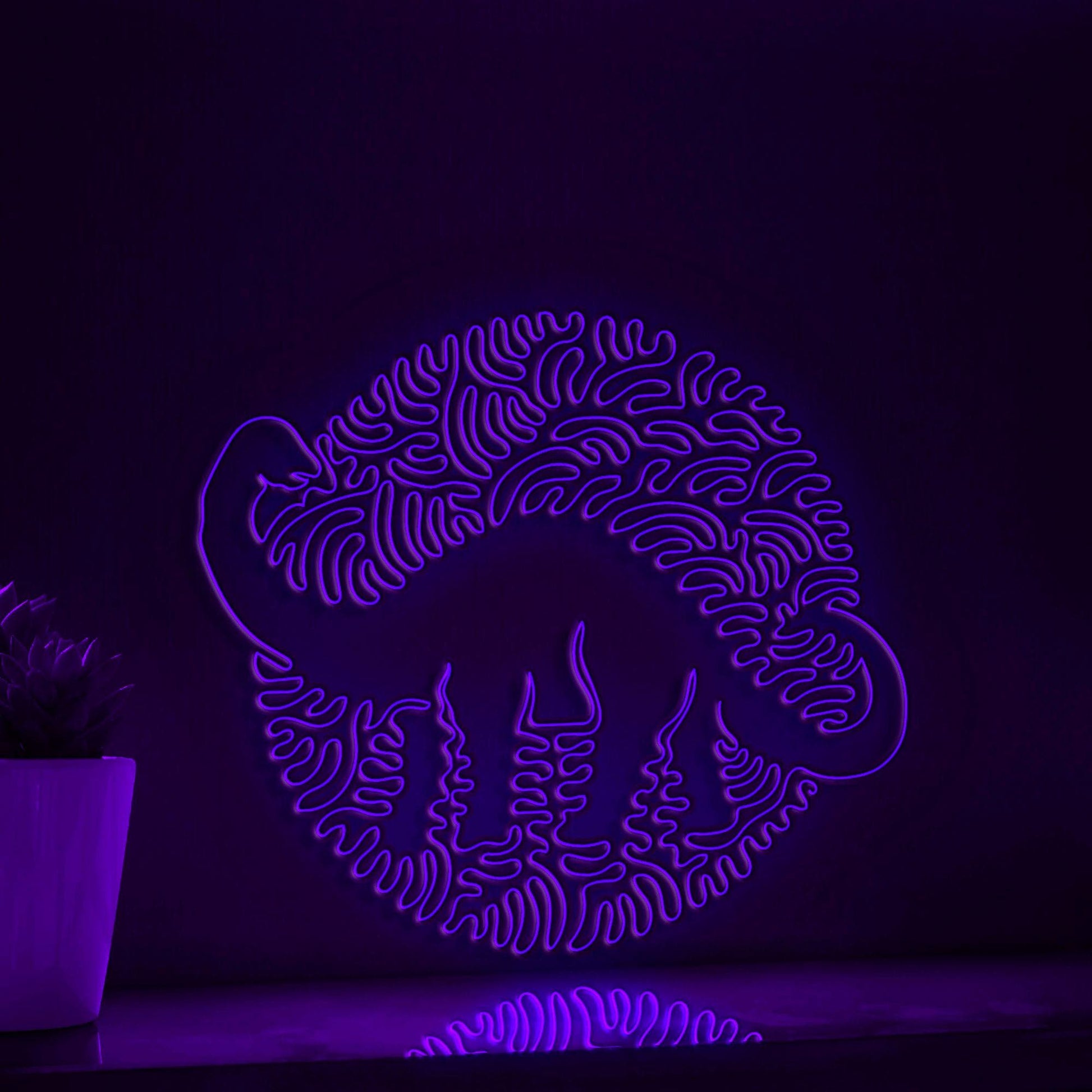 Apatosaurus One Line EL Neon - Dino Tail Wall Decor - myneonup