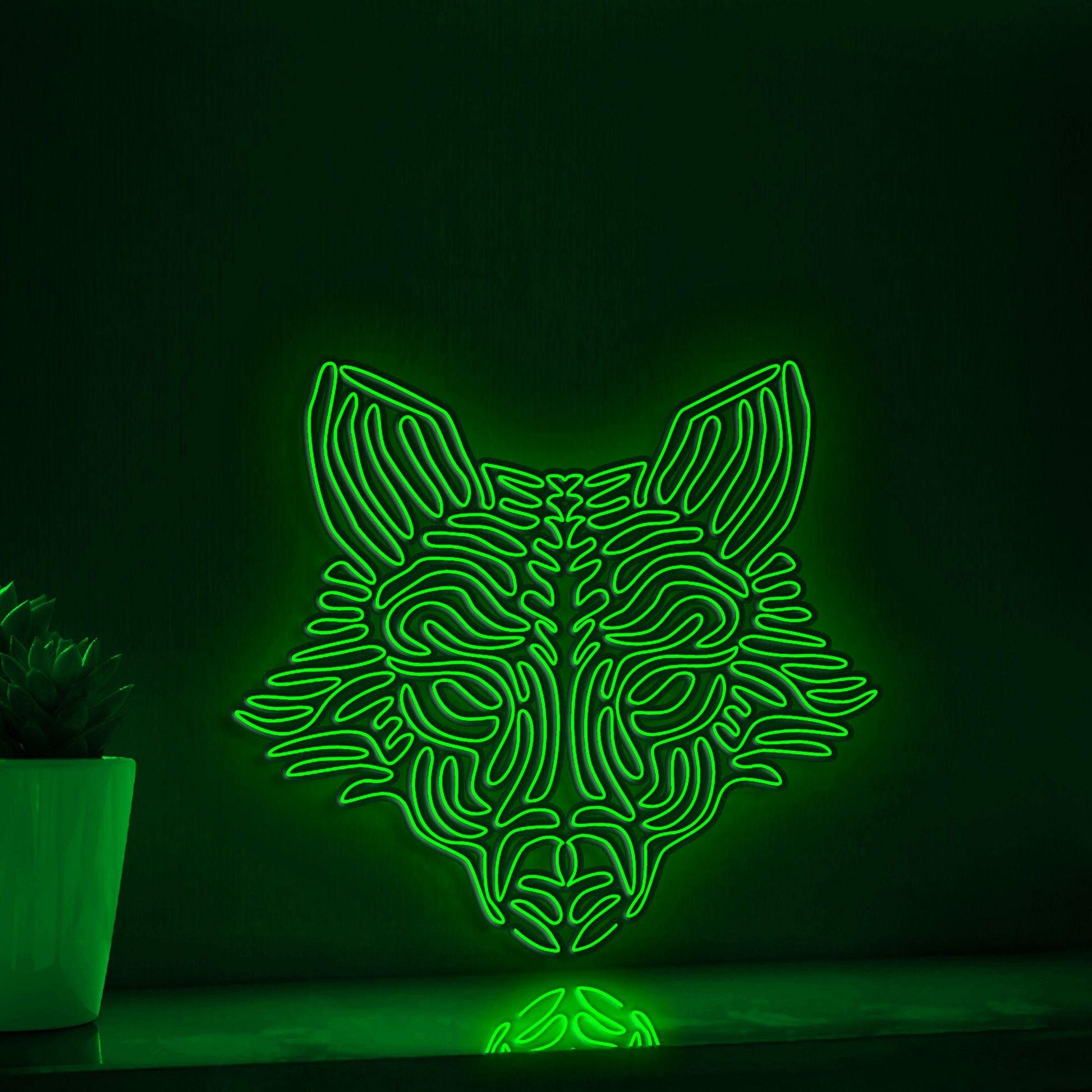 Fox One Line Art EL Wire Neon Sign - Pointed Ears Animal Wall Decor - myneonup