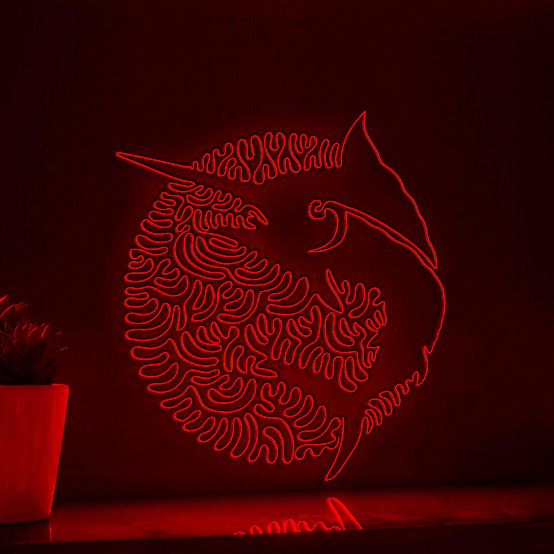 Marlin One Line EL Wire Neon Sign - Long Dorsal Fin Wall Art - myneonup
