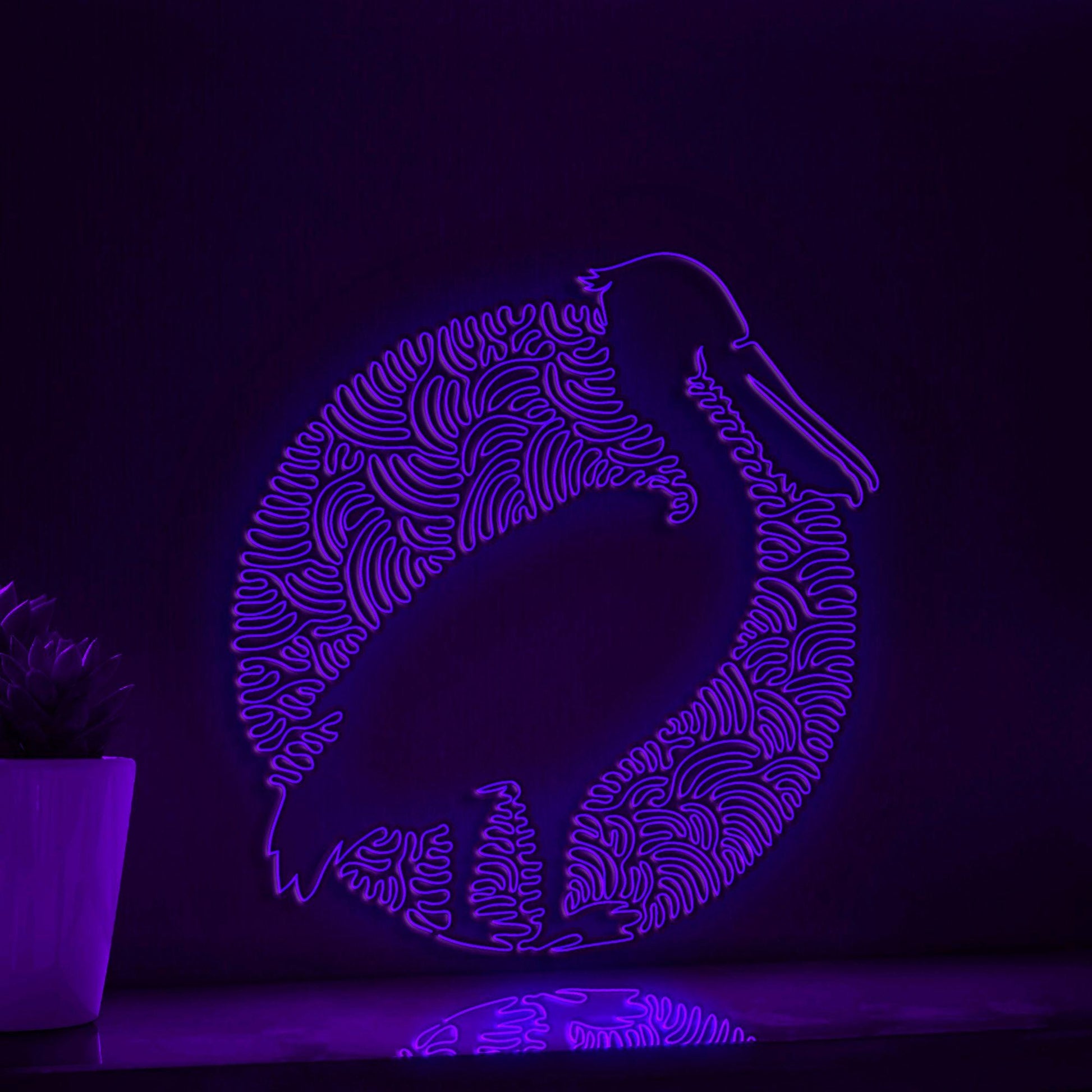 Pelican One Line Neon Sign - Circle Abstract Bird Wall Art Decor - myneonup