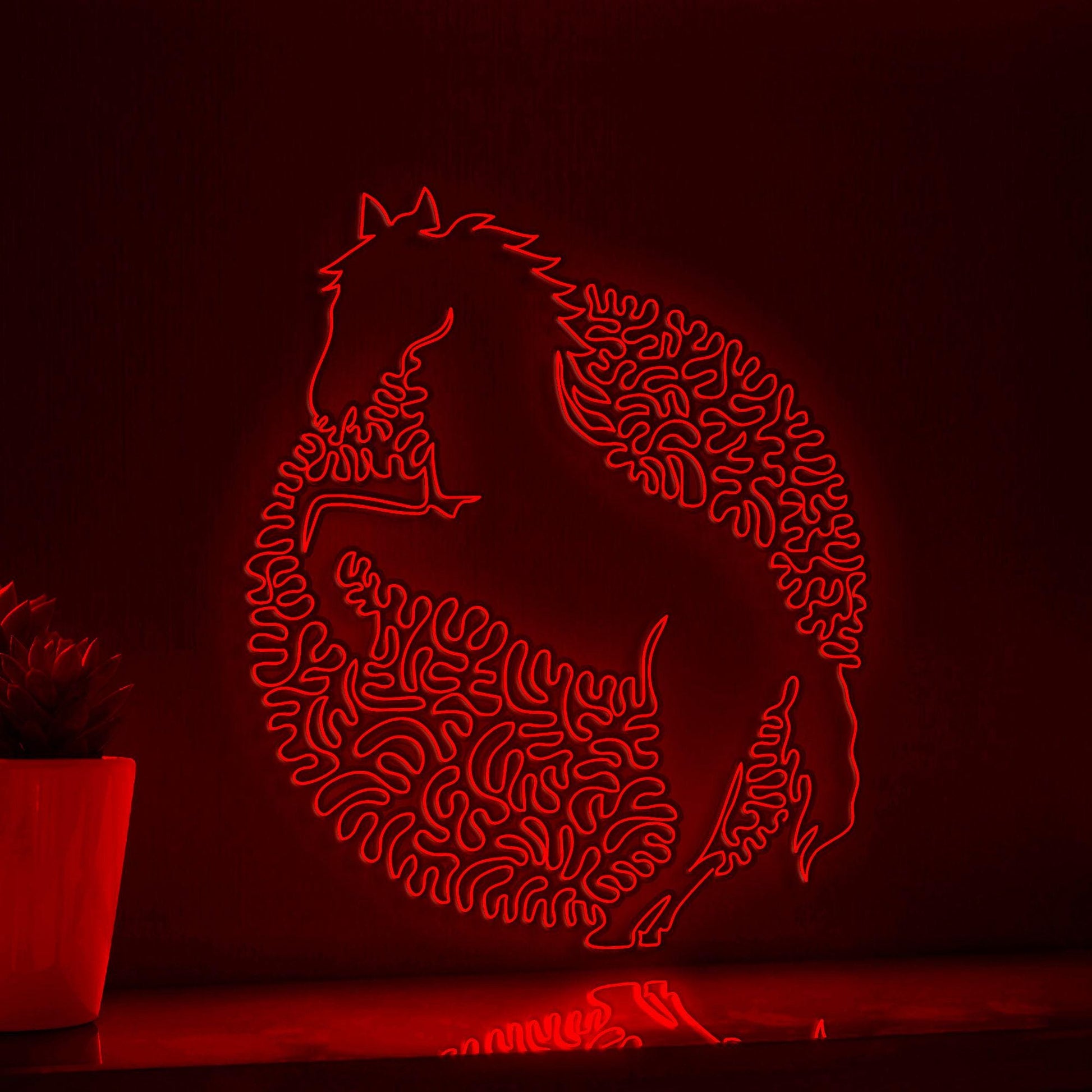 Horse One Line Art EL Wire Neon Sign - Prancing Equine Wall Decor - myneonup