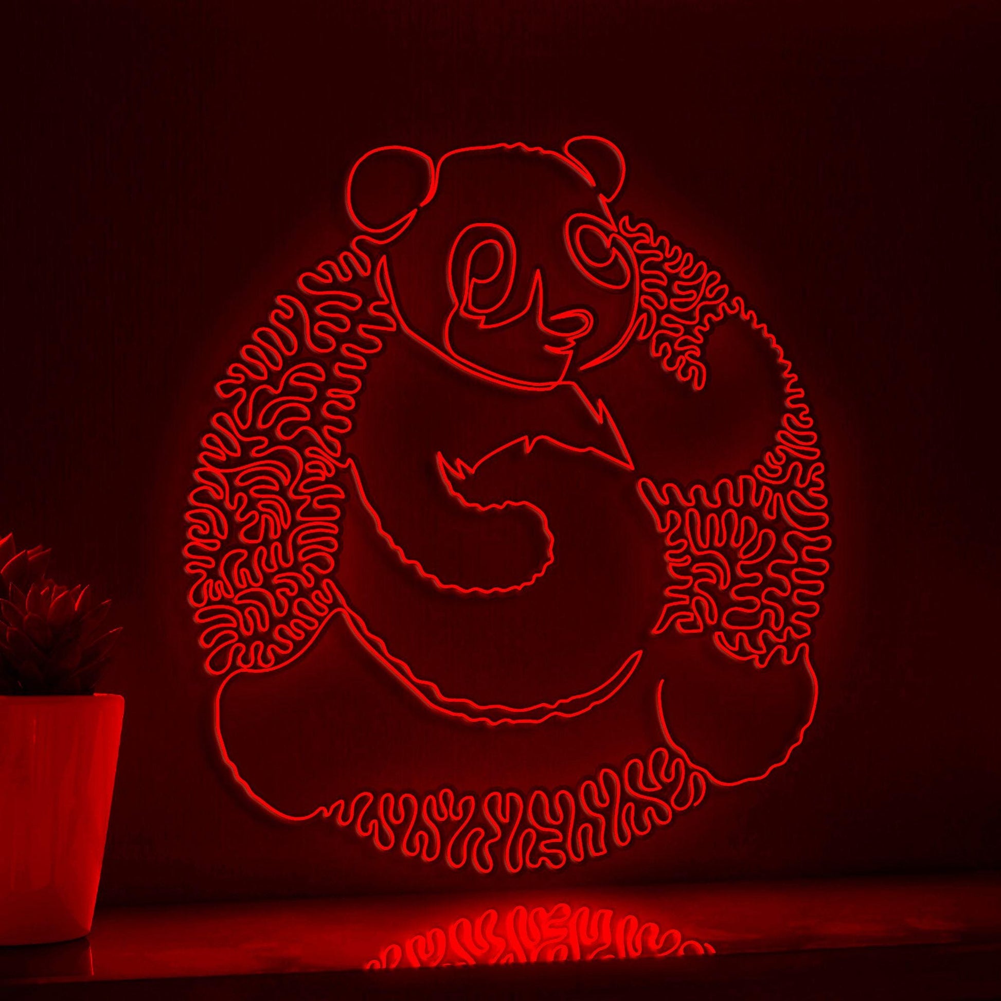 Panda One Line EL Wire Neon Sign - Bamboo Lover Wall Art - myneonup