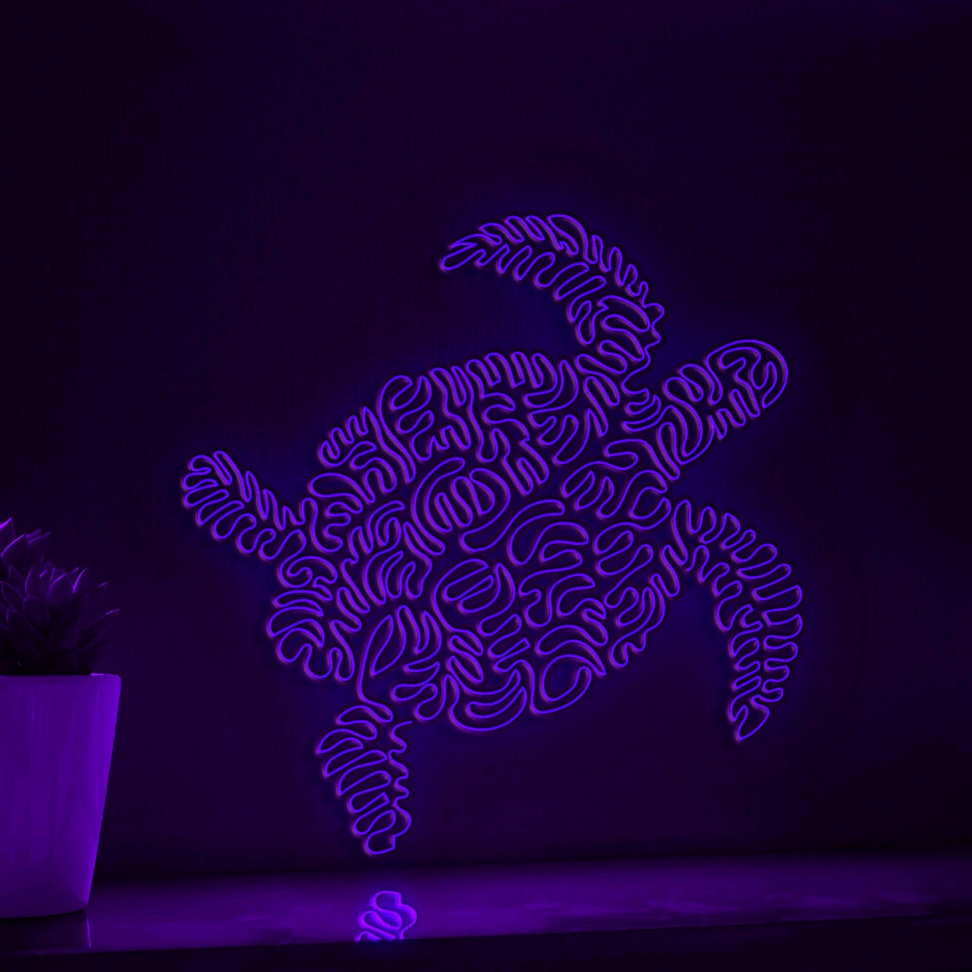 Turtle One Line Art EL Wire Neon Sign - Ocean Minimalist Wall Decor - myneonup