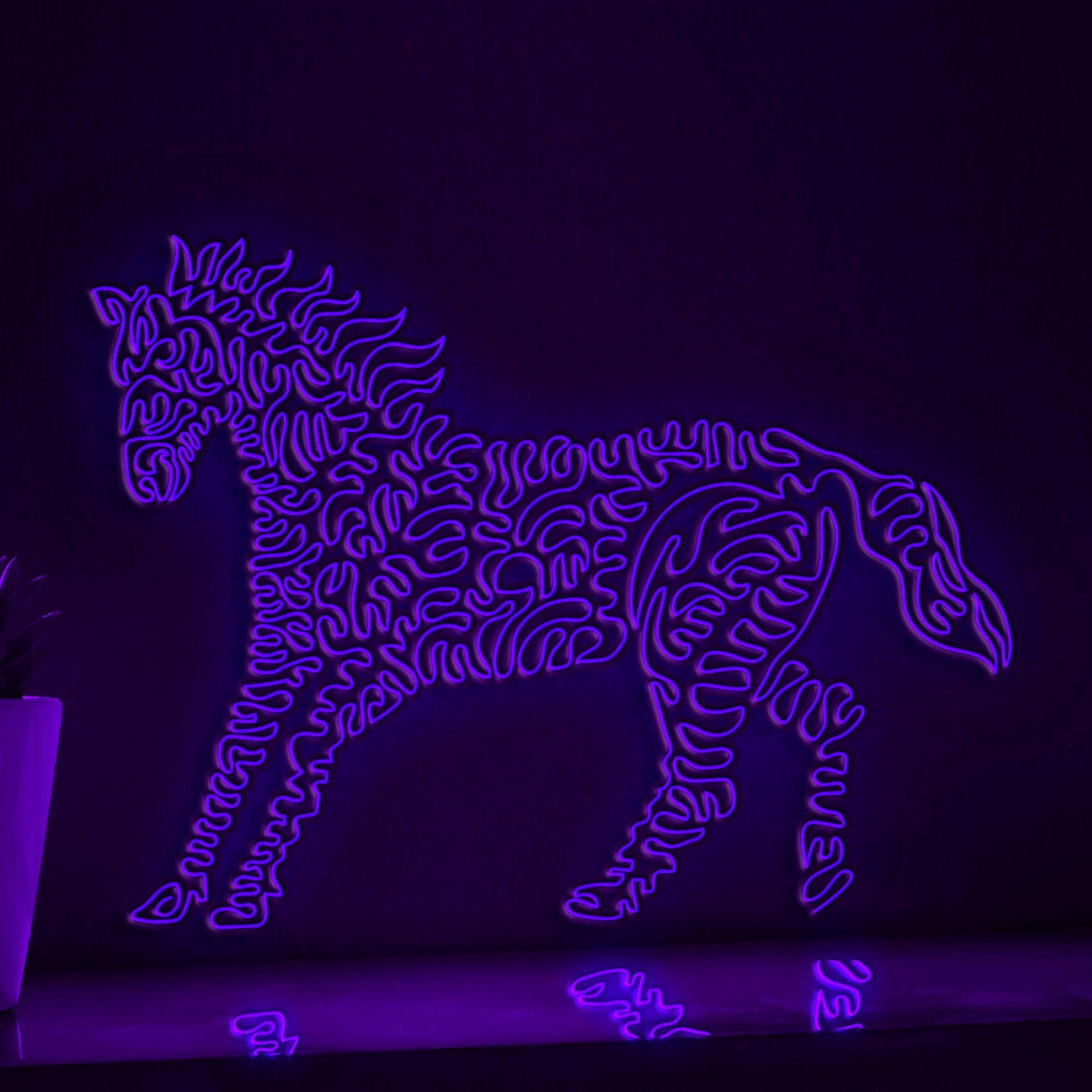 Horse One Line EL Neon - Running Stallion Wall Decor - myneonup