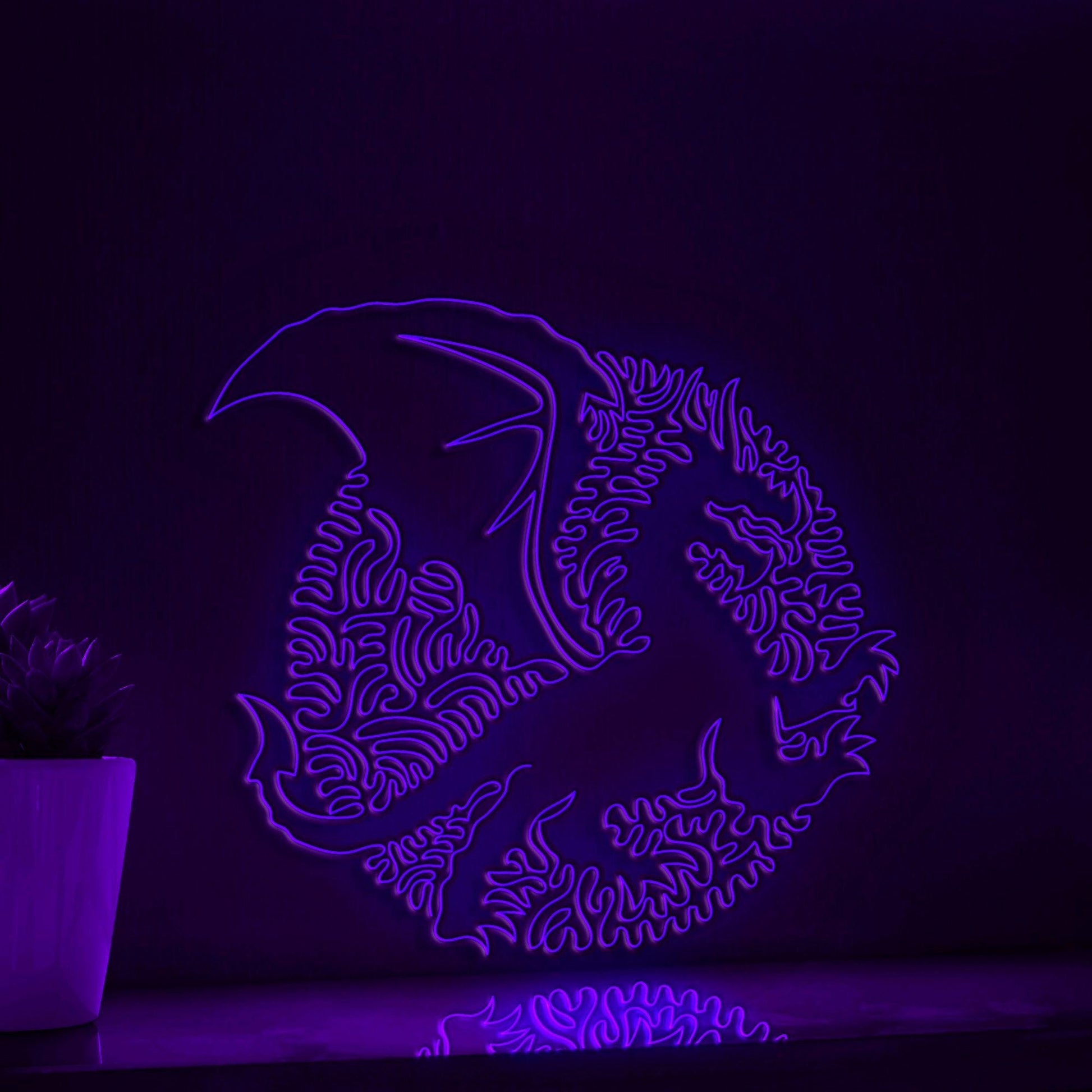 Dragon One Line Art EL Wire Neon Sign - Mythical Creature Decor - myneonup