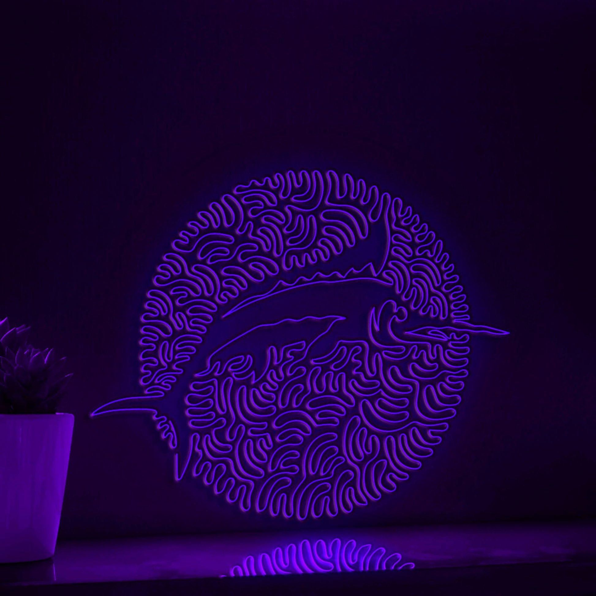 Marlin One Line EL Wire Neon Sign - Ocean Swirl Fish Wall Art - myneonup