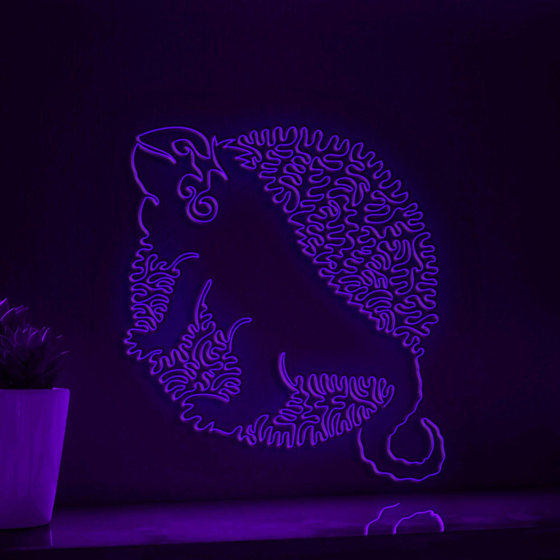 Iguana One Line EL Wire Neon Sign - Tropical Lizard Wall Decor - myneonup