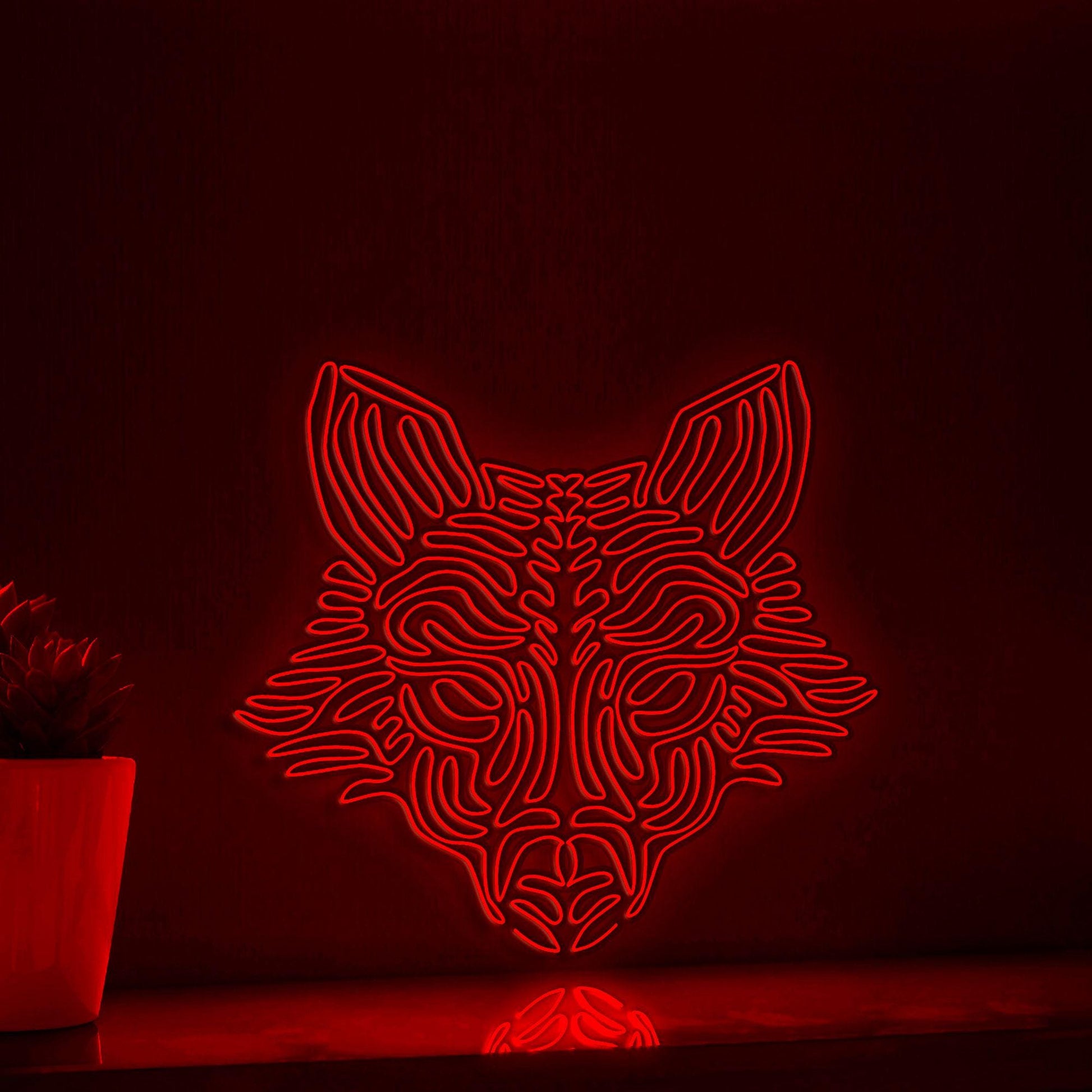 Fox One Line Art EL Wire Neon Sign - Pointed Ears Animal Wall Decor - myneonup