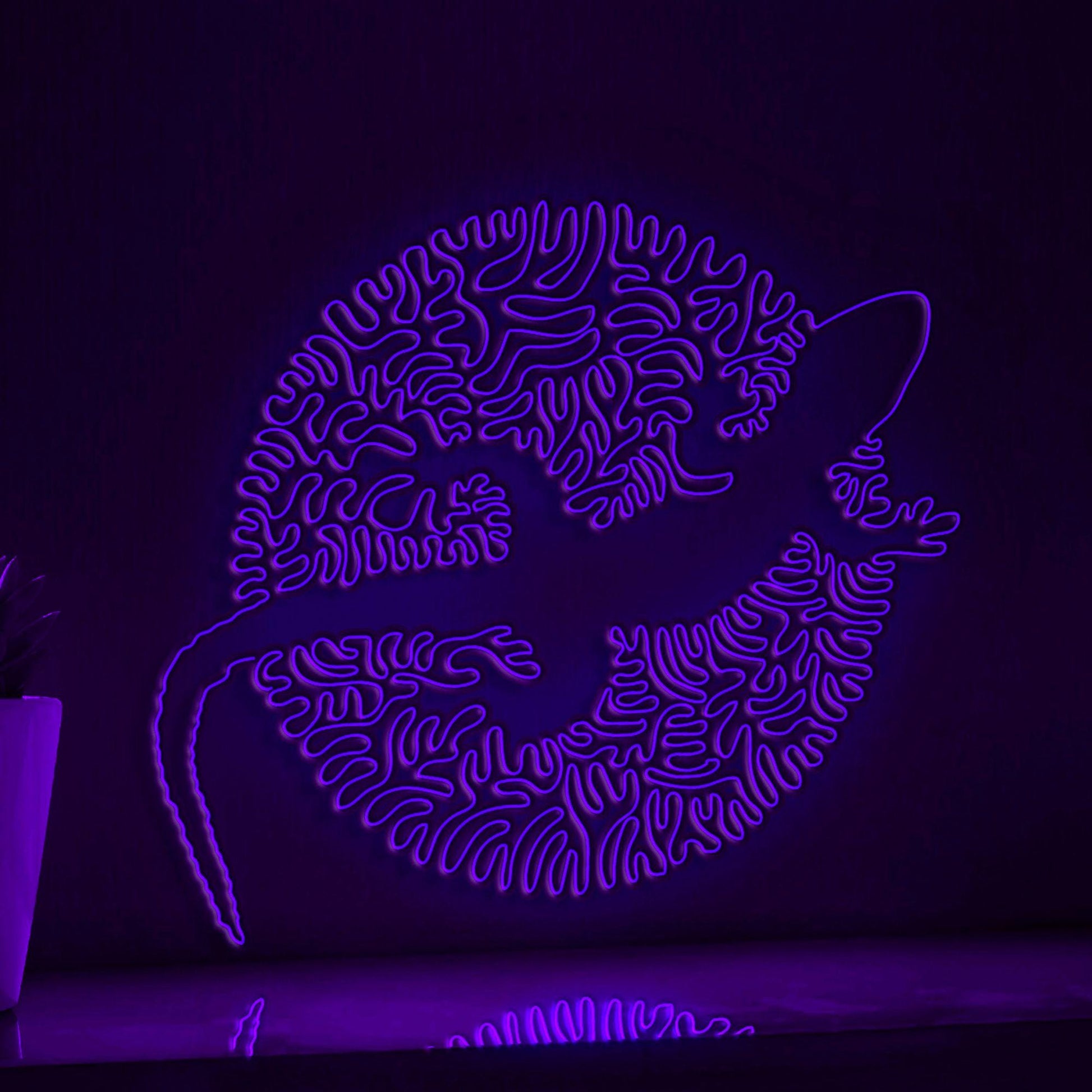 Lizard One Line Art EL Wire Neon Sign - Abstract Reptile Wall Decor - myneonup