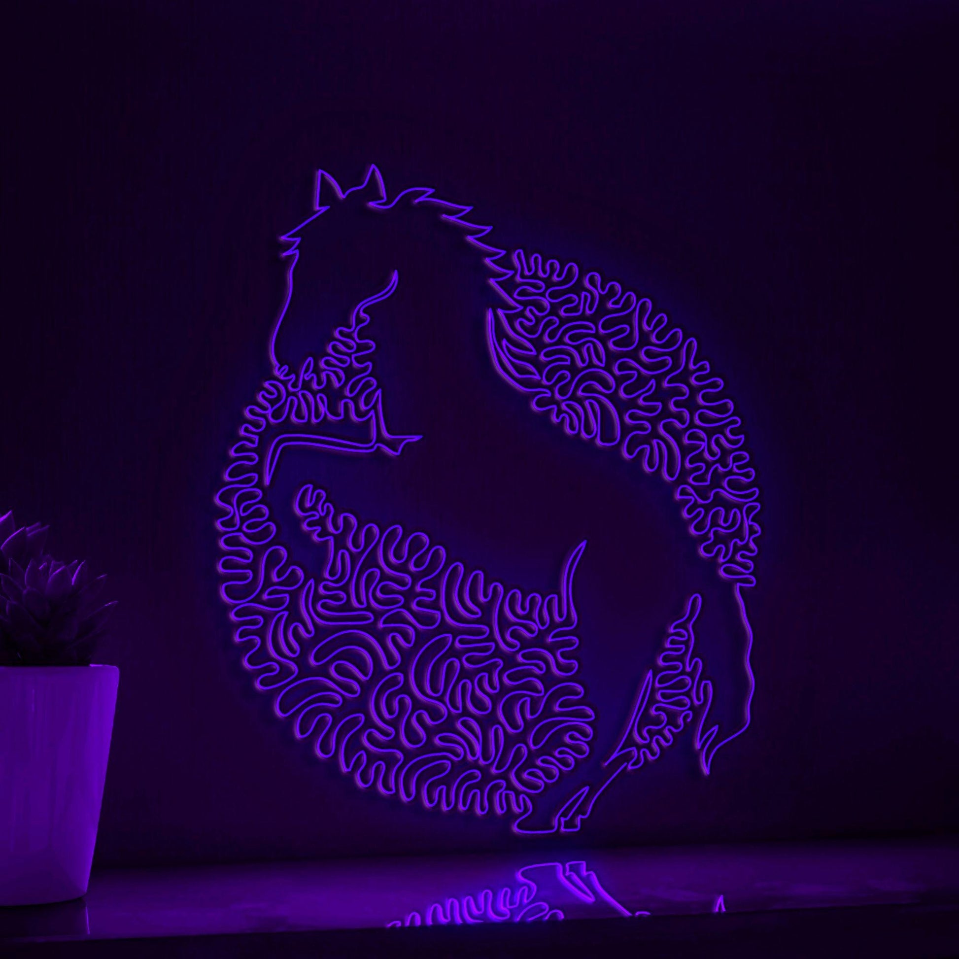 Horse One Line Art EL Wire Neon Sign - Prancing Equine Wall Decor - myneonup