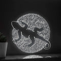 Lizard One Line Art EL Wire Neon Sign - Circle Abstract Reptile Wall Decor - myneonup