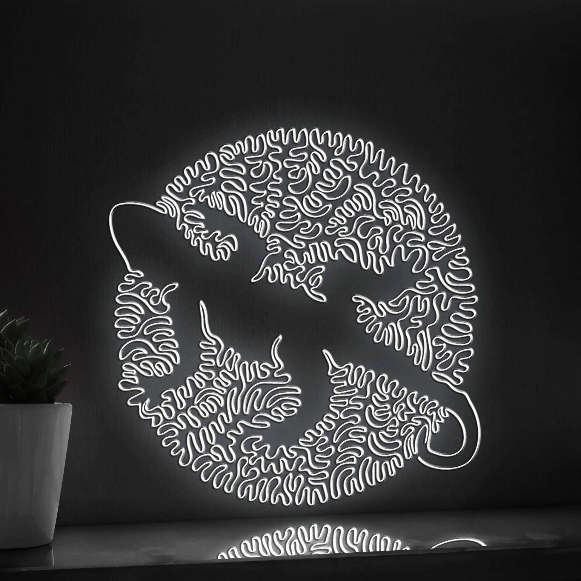 Lizard One Line Art EL Wire Neon Sign - Circle Abstract Reptile Wall Decor - myneonup