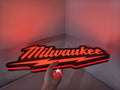  50cm Milwaukee Play Button 3D Printed Sign - Illuminated handheld size reference, perfect for garage and man cave decor
