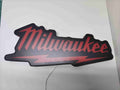 Milwaukee Play Button 3D LED Sign (50cm) - Unlit flat lay front details, perfect for garage and man cave decor