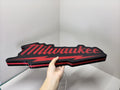 50cm Milwaukee Play Button Glowing Wall Art - Unlit handheld size reference, perfect for garage and man cave decor